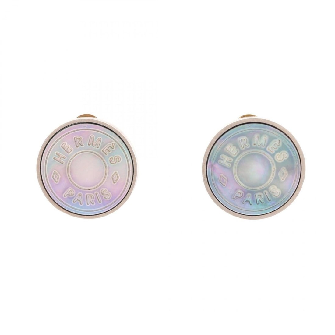 Hermes Sellier Earrings, Metal Jewelry, Women's, Gray/Silver Tones: --- Catalog ---Category: SizeSize (HxWxD): 21.00mm x 21.00mm / 0.83'' x 0.83''Category: DesignType: Clip earringsColor: Gray, SilverGender: WomenMaterial: MetalCategory: GeneralBrand: Hermes--- Item L