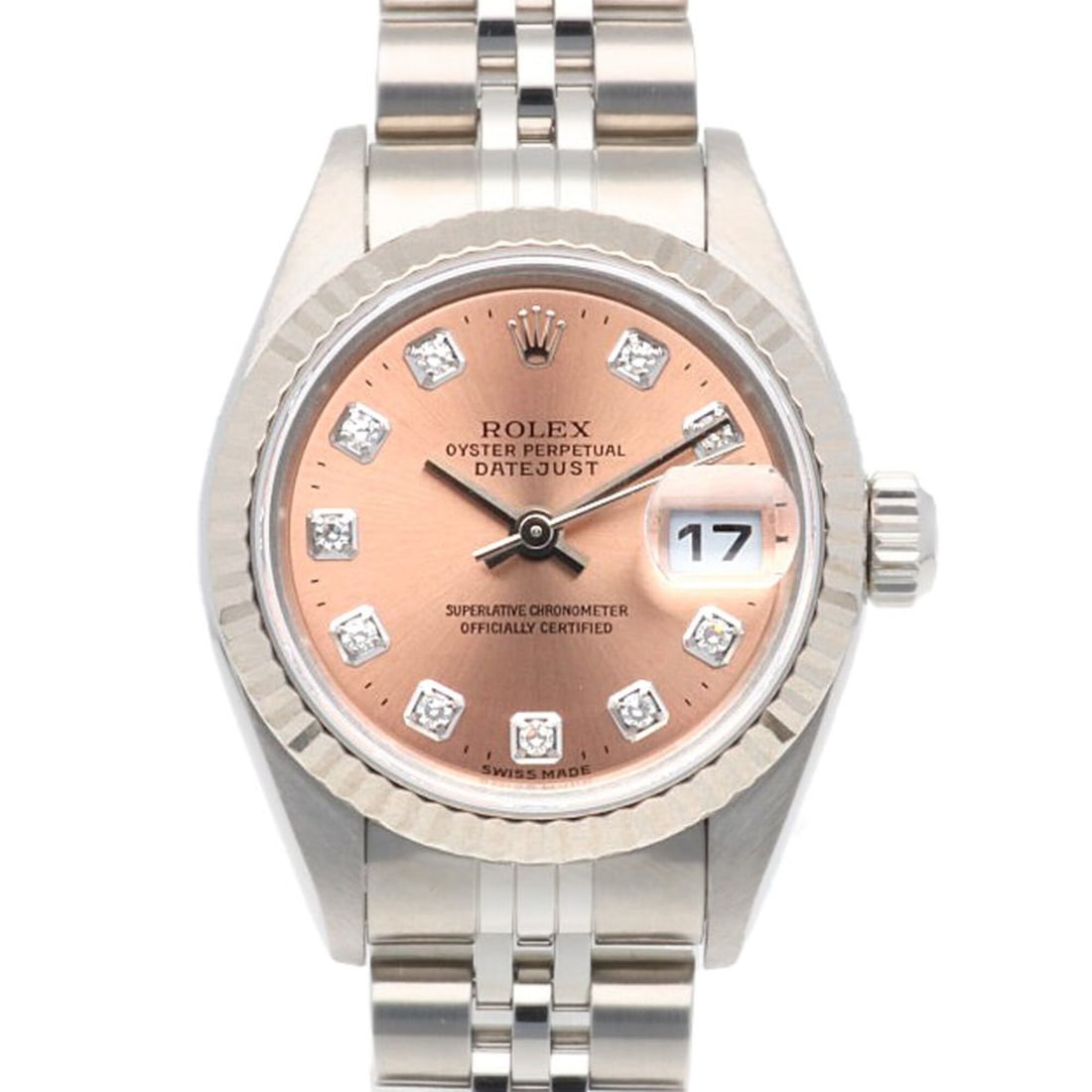 Rolex Datejust Oyster Perpetual Wristwatch, Stainless Steel, 79174G, Automatic Winding, Overhauled,: --- Catalog ---Category: SizeWrist Size: 16.5cm / 6.49''Case Diameter: 26mm / 1.02''Category: DesignType: WristwatchGender: WomenColor (Dial): PinkMaterial (Band): Stainless steel, White gold (18K)Mat