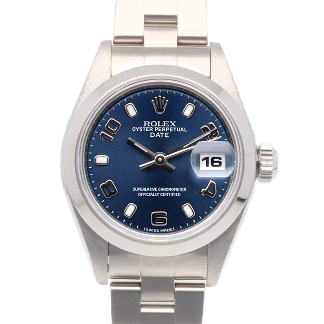 Rolex Date Oyster Perpetual Watch, Stainless Steel, 69160, Automatic Winding, Overhauled, Polished,: --- Catalog ---Category: SizeWrist Size: 17.5cm / 6.88''Case Diameter: 26mm / 1.02''Category: DesignType: WristwatchGender: WomenColor (Dial): NavyMaterial (Band): Stainless steelMaterial (Case): Stai
