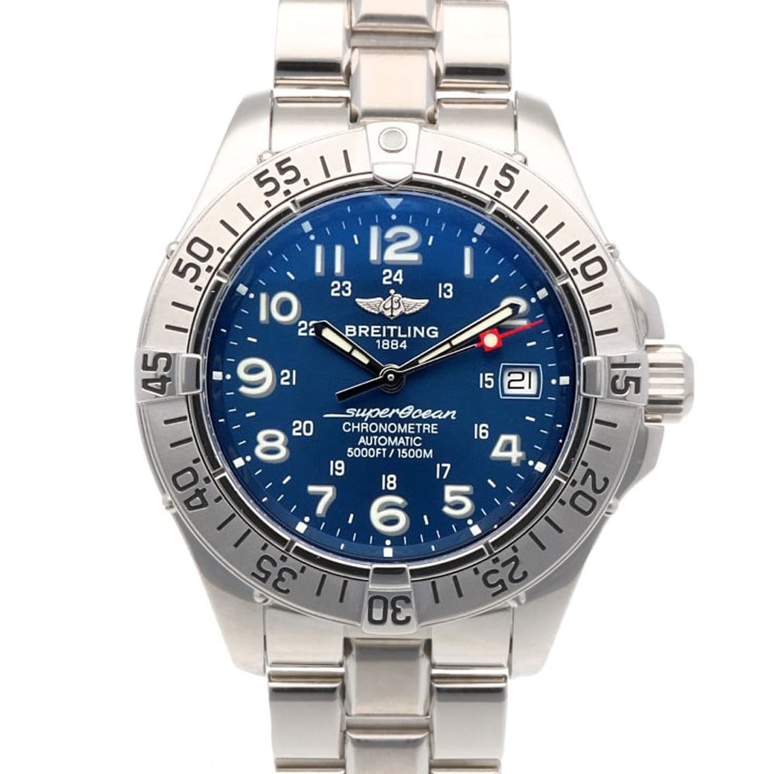 Breitling Superocean Wristwatch, Stainless Steel A183C89PFA, Automatic Winding, Overhauled and: --- Catalog ---Category: SizeWrist Size: 20cm / 7.87''Case Diameter: 42mm / 1.65''Category: DesignType: WristwatchGender: MenColor (Dial): BlueMaterial (Band): Stainless steelMaterial (Case): Stainles