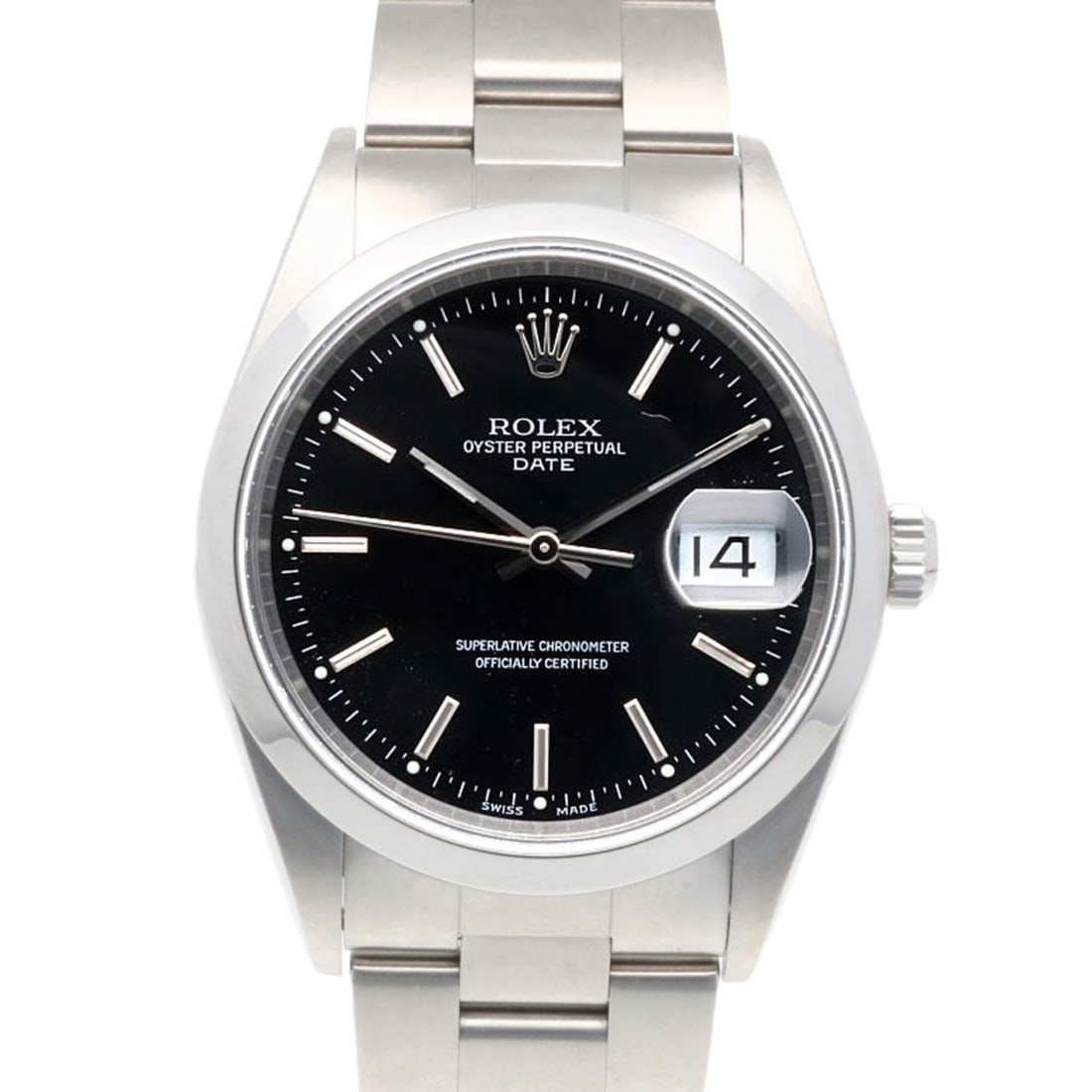 Rolex Date Oyster Perpetual Watch, Stainless Steel, 15200, Automatic Winding, Overhauled, Polished,: --- Catalog ---Category: SizeWrist Size: 17cm / 6.69''Case Diameter: 34mm / 1.34''Category: DesignType: WristwatchGender: MenColor (Dial): BlackMaterial (Band): Stainless steelMaterial (Case): Stainle