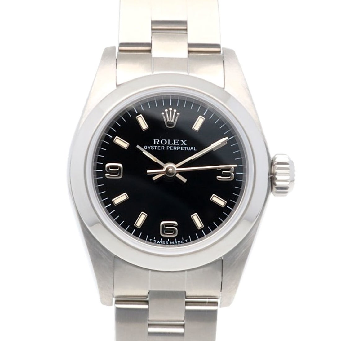 Rolex Oyster Perpetual Wristwatch, Stainless Steel, 67180, Automatic Winding, Overhauled, Polished,: --- Catalog ---Category: SizeWrist Size: 16cm / 6.29''Case Diameter: 24.5mm / 0.96''Category: DesignType: WristwatchGender: WomenColor (Dial): BlackMaterial (Band): Stainless steelMaterial (Case): Sta
