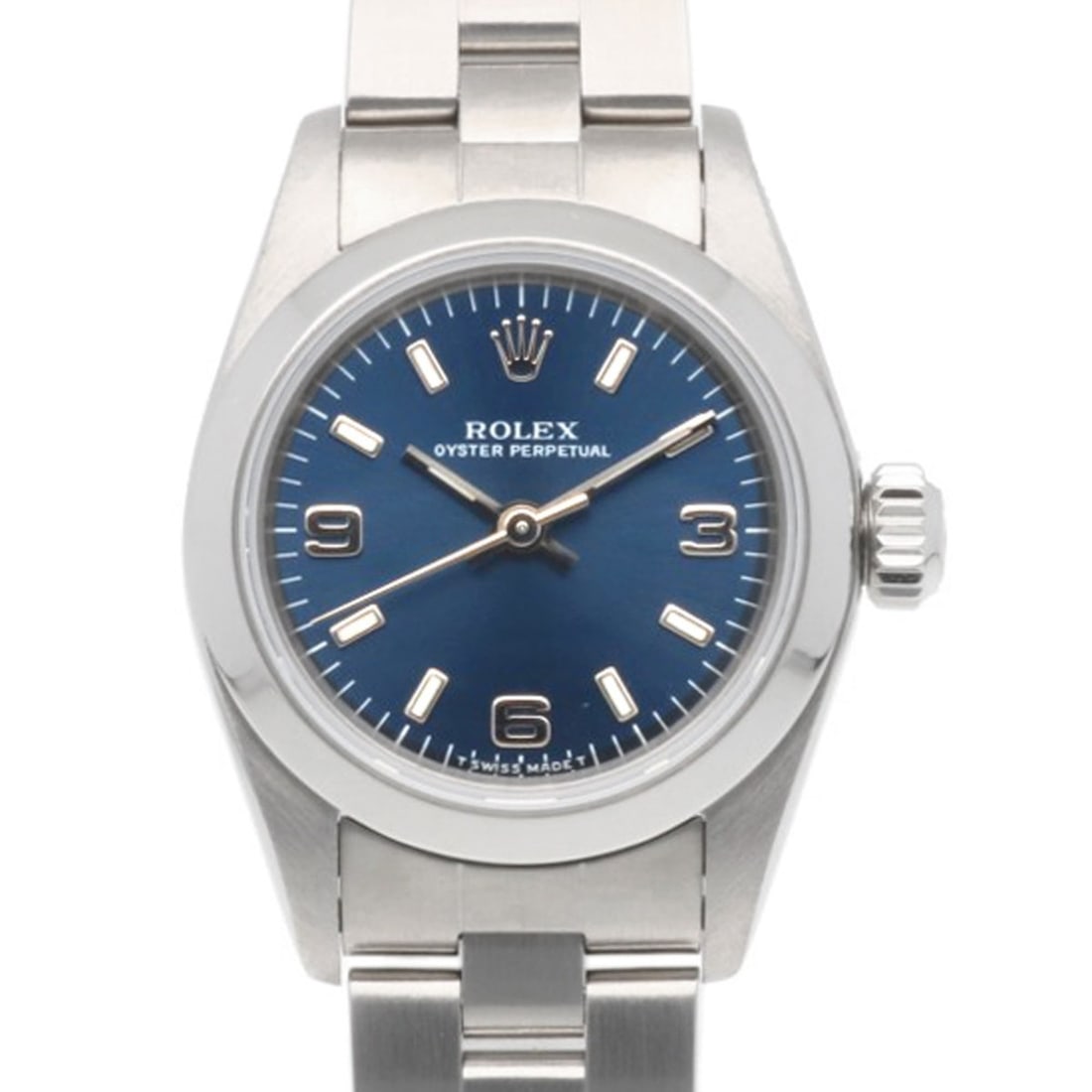 Rolex Oyster Perpetual Wristwatch, Stainless Steel, 67180, Automatic Winding, Overhauled, Polished,: --- Catalog ---Category: SizeWrist Size: 18cm / 7.08''Case Diameter: 24mm / 0.94''Category: DesignType: WristwatchGender: WomenColor (Dial): BlueMaterial (Band): Stainless steelMaterial (Case): Stainl