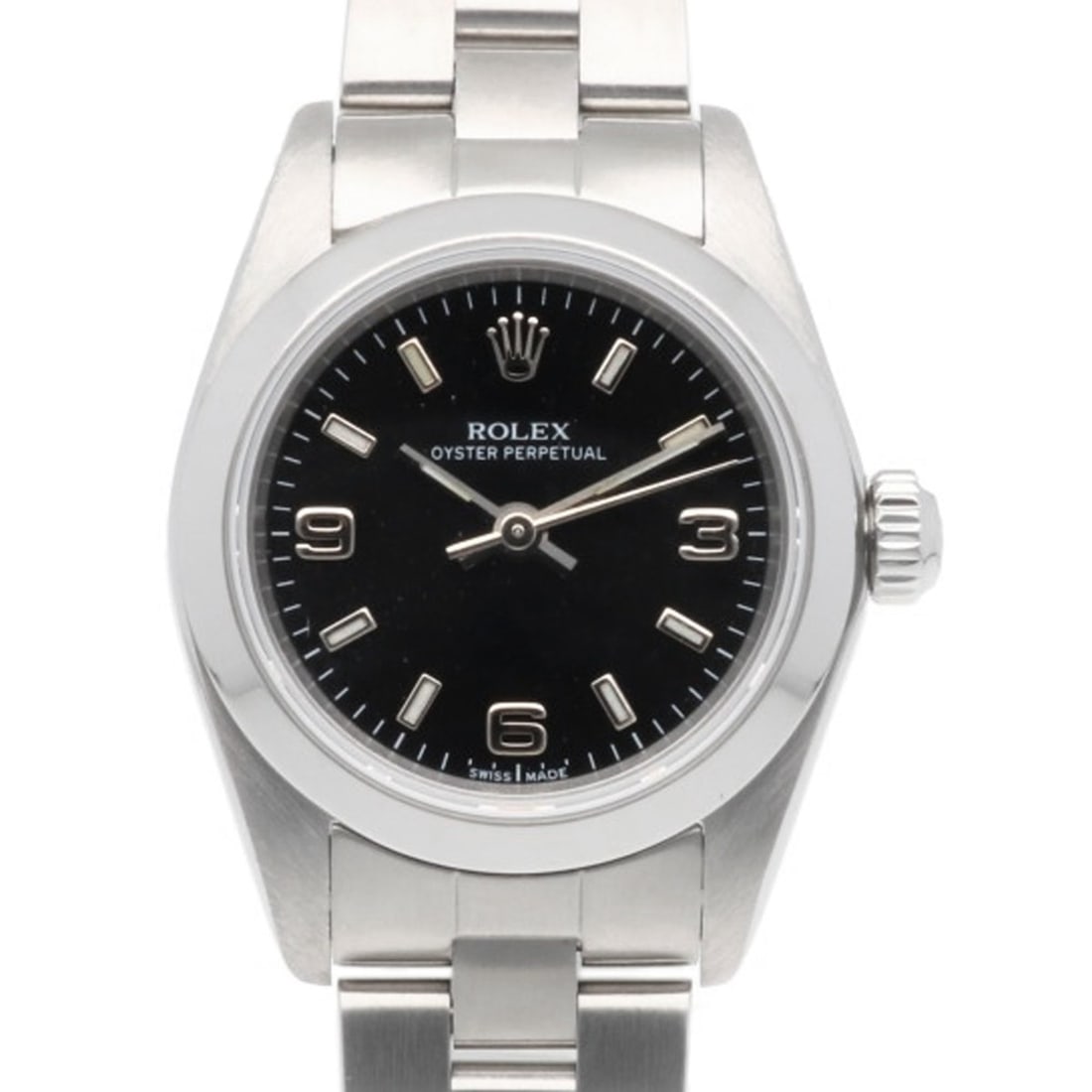 Rolex Oyster Perpetual Wristwatch, Stainless Steel, 76080, Automatic Winding, Overhauled, Polished,: --- Catalog ---Category: SizeWrist Size: 18cm / 7.08''Case Diameter: 26mm / 1.02''Category: DesignType: WristwatchGender: WomenColor (Dial): BlackMaterial (Band): Stainless steelMaterial (Case): Stain