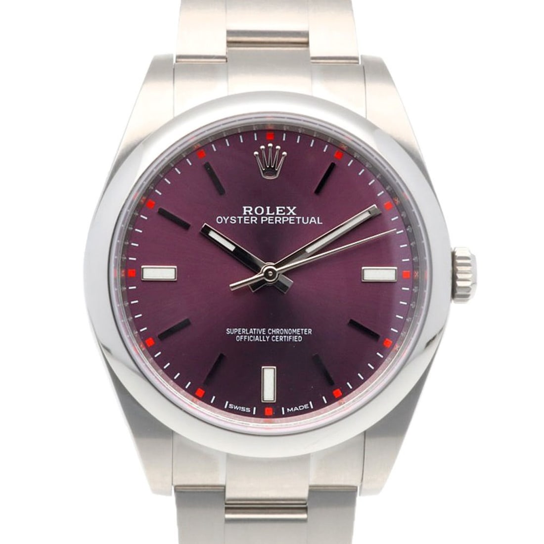 Rolex Oyster Perpetual Watch, Stainless Steel, 114300, Automatic Winding, Overhauled, Random Serial: --- Catalog ---Category: SizeWrist Size: 18cm / 7.08''Case Diameter: 38.5mm / 1.52''Category: DesignType: WristwatchGender: MenColor (Dial): PurpleMaterial (Band): Stainless steelMaterial (Case): Stai