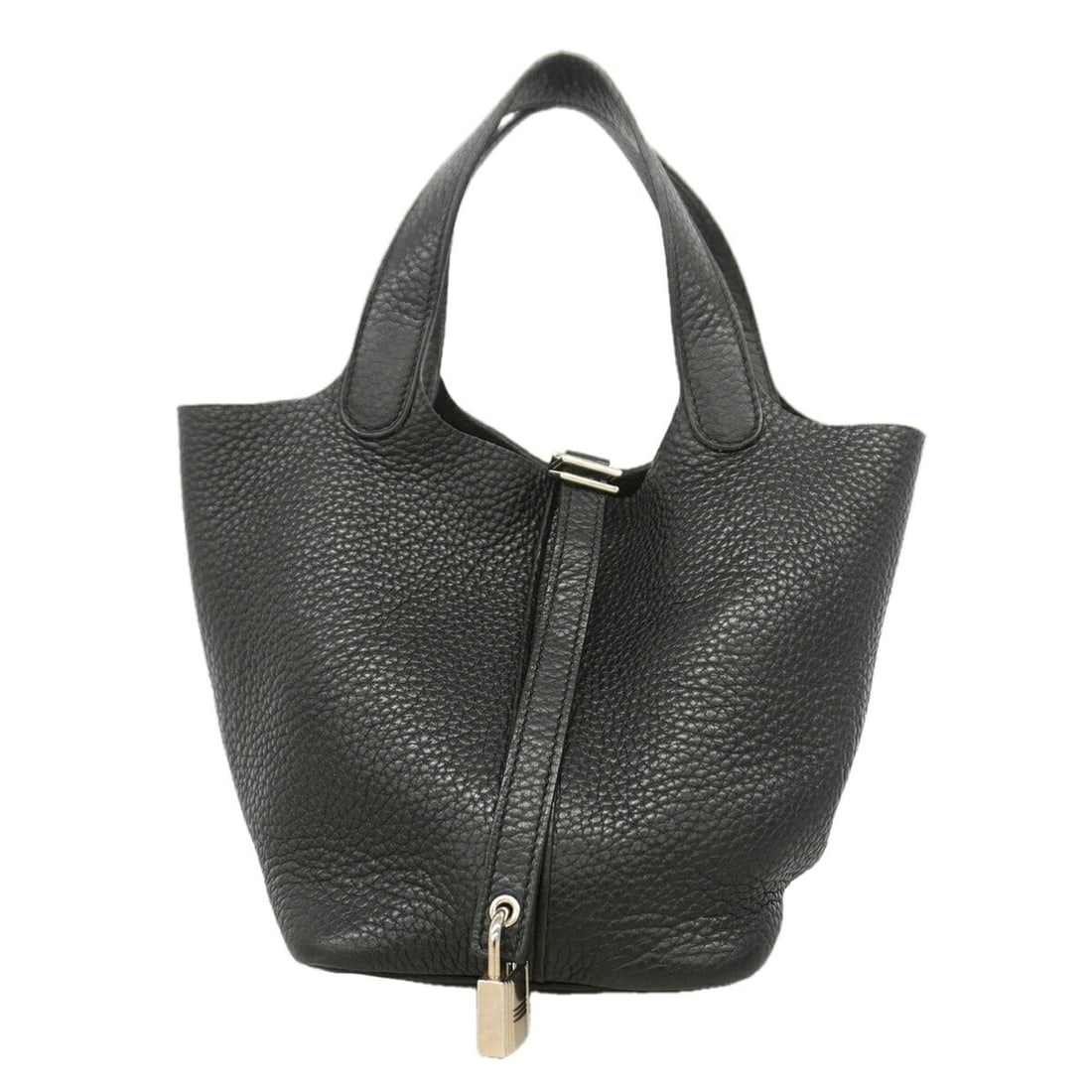 Hermes Picotin Lock MM handbag, Taurillon Clemence leather, black, ?Q stamp, women's. (1 of 14)