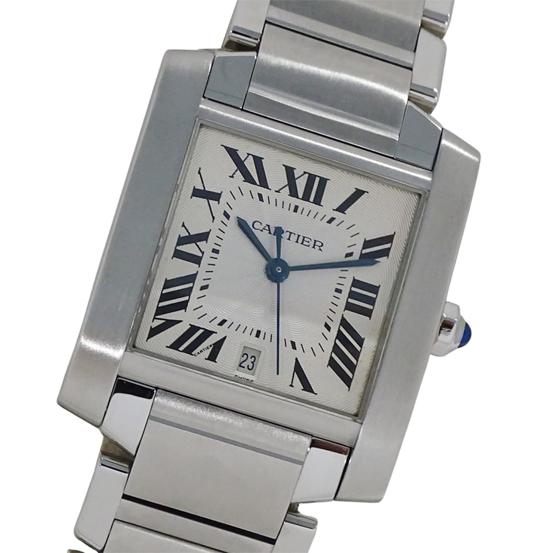Cartier Tank Française LM Date Automatic Watch for Men, Stainless Steel (SS) W51002Q3, Silver/Ivory: --- Catalog ---Category: SizeWrist Size: 18.5cm / 7.28''Case Diameter: 28mm / 1.1''Category: DesignType: WristwatchGender: MenColor (Dial): SilverMaterial (Band): Stainless steelMaterial (Case): Stain