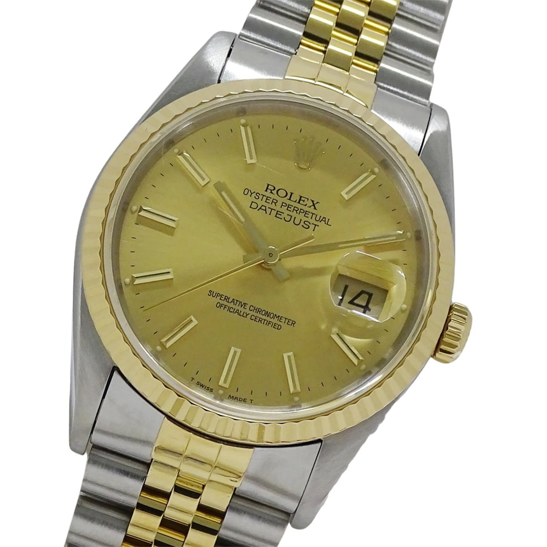 Rolex Datejust 16233 X-serial Men's Watch, Brand Name, Automatic Movement, Stainless Steel (SS) and: --- Catalog ---Category: SizeWrist Size: 19.5cm / 7.67''Case Diameter: 35mm / 1.38''Category: DesignType: WristwatchGender: MenColor (Dial): GoldMaterial (Band): Stainless steel, Yellow goldMaterial (