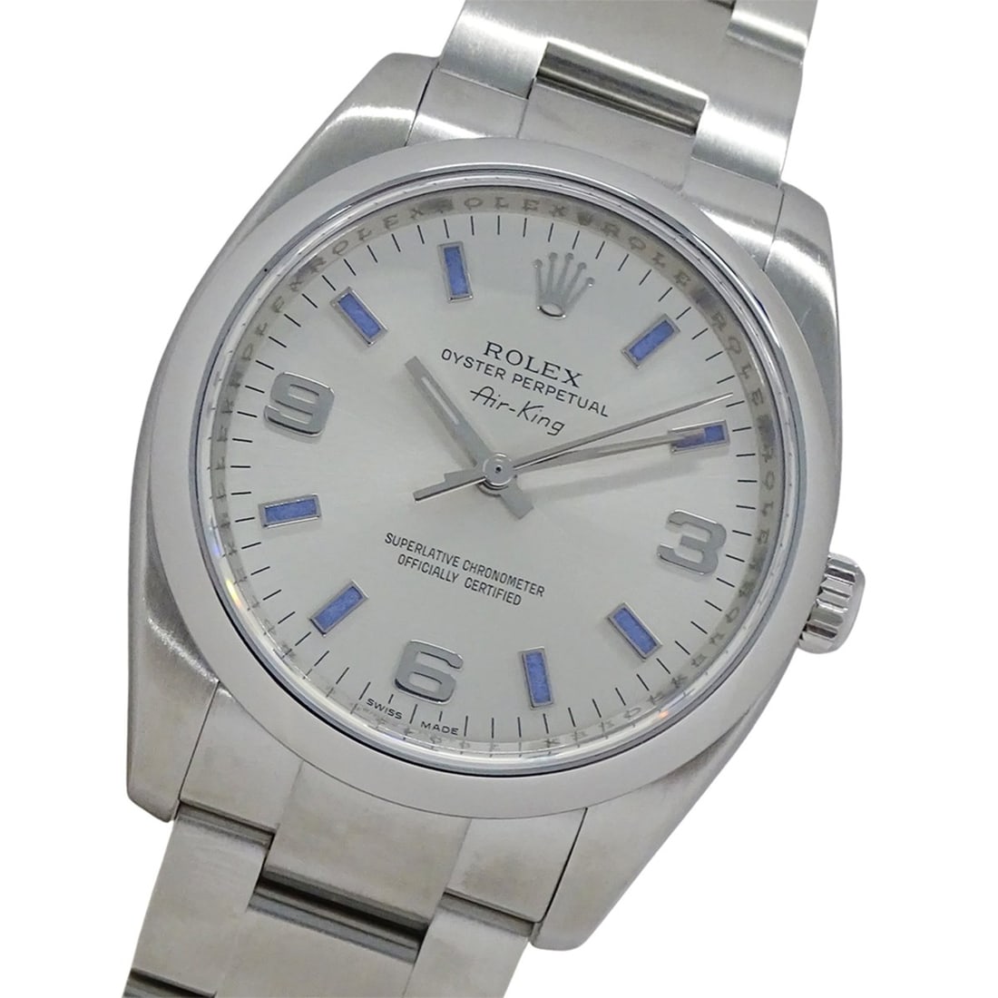 Rolex Air-King 114200 Z-serial Men's Watch, Brand Name, Automatic Winding, Stainless Steel (SS),: --- Catalog ---Category: SizeWrist Size: 18.5cm / 7.28''Case Diameter: 34mm / 1.34''Category: DesignType: WristwatchGender: MenColor (Dial): SilverMaterial (Band): Stainless steelMaterial (Case): Stai