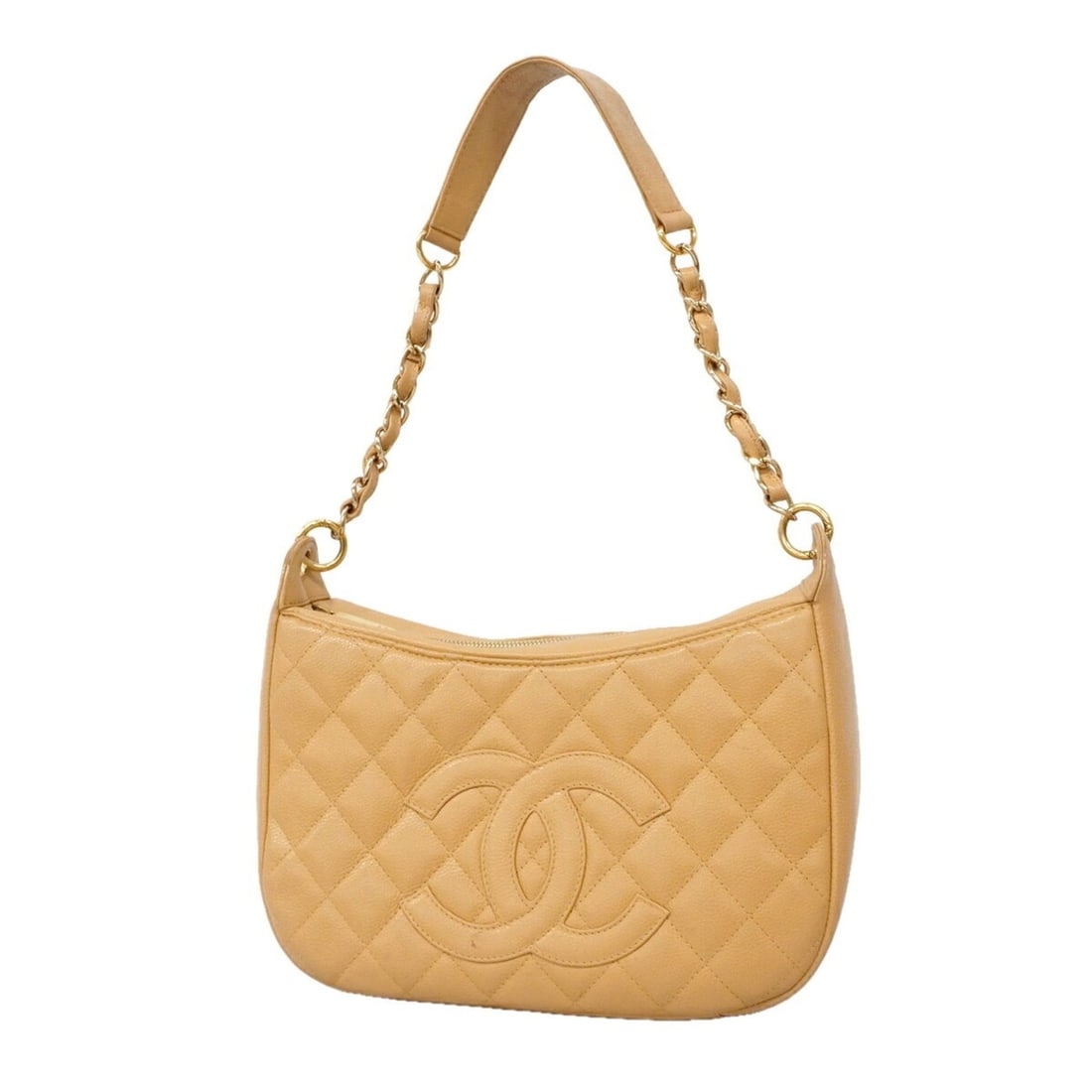 Chanel Matelassé Chain Shoulder Bag, Caviar Leather, Beige/Champagne, Women's: --- Catalog ---Category: SizeSize (HxWxD): 17cm x 26cm x 9.5cm / 6.69'' x 10.23'' x 3.74''Category: DesignType: Shoulder bagColor: BeigeGender: WomenMaterial: Grained Calfskin Hardware Color: Champagn