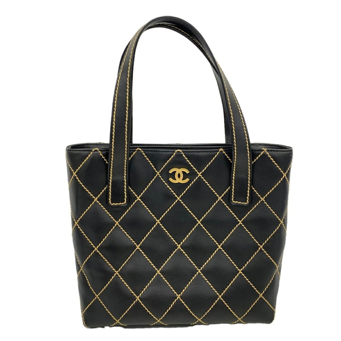 Chanel Wild Stitch Leather Handbag, Black, Women's: --- Catalog ---Category: SizeSize (HxWxD): 24cm x 31cm x 10cm / 9.44'' x 12.2'' x 3.93''Category: DesignType: HandbagColor: BlackGender: WomenMaterial: Leather Hardware Color: GoldCategory: GeneralBra
