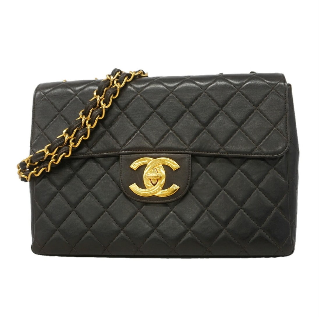 Chanel Shoulder Bag, Large Matelassé, Double Chain, Lambskin, Black, Women's, OP022327: --- Catalog ---Category: SizeSize (HxWxD): 21.5cm x 30cm x 8.5cm / 8.46'' x 11.81'' x 3.34''Category: DesignType: Shoulder bagColor: BlackGender: WomenMaterial: Leather Hardware Color: GoldLeather/Fur
