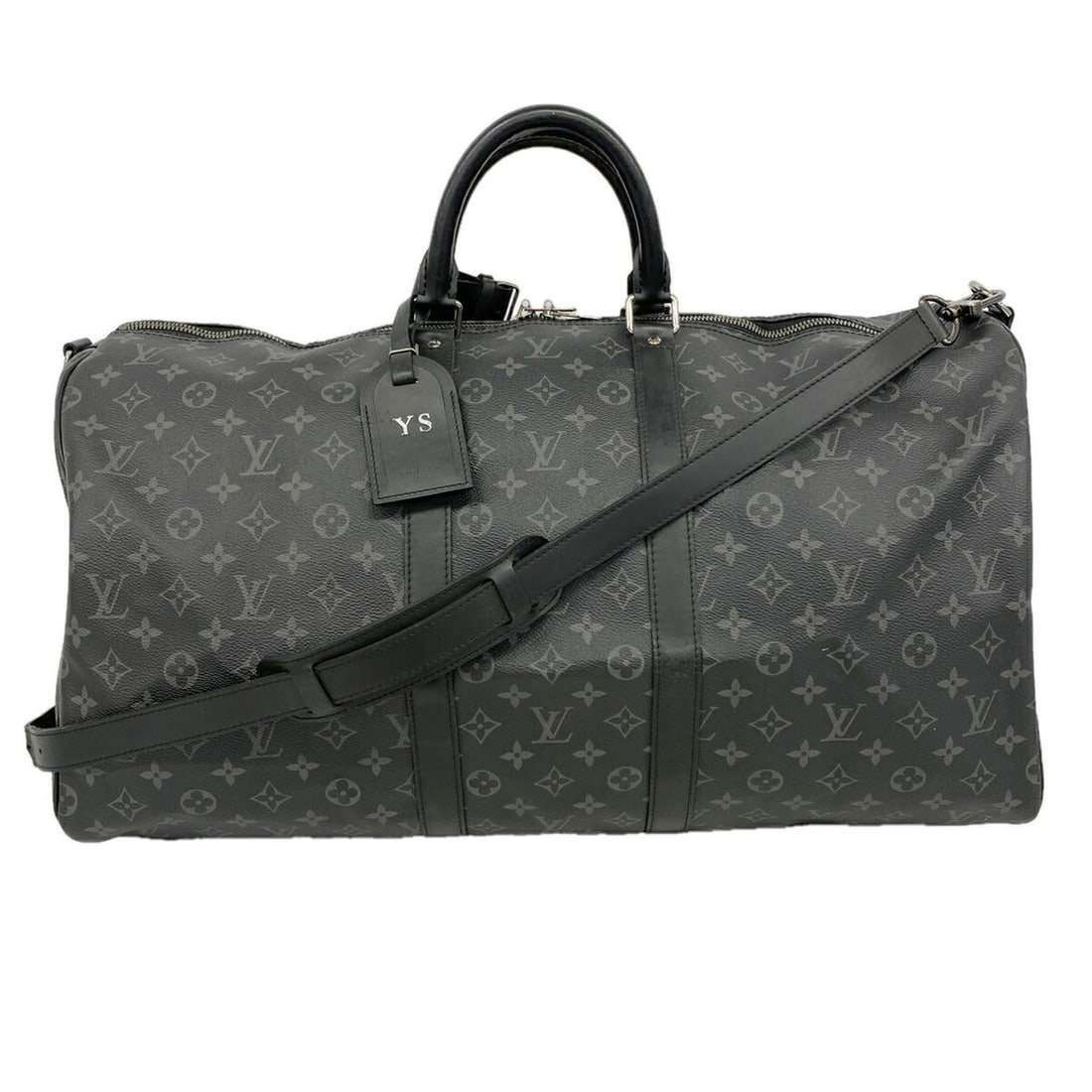 Louis Vuitton Bag - Boston Monogram Eclipse Keepall Bandoulière 55 M40605 Black Men's OP022222 (1 of 14)