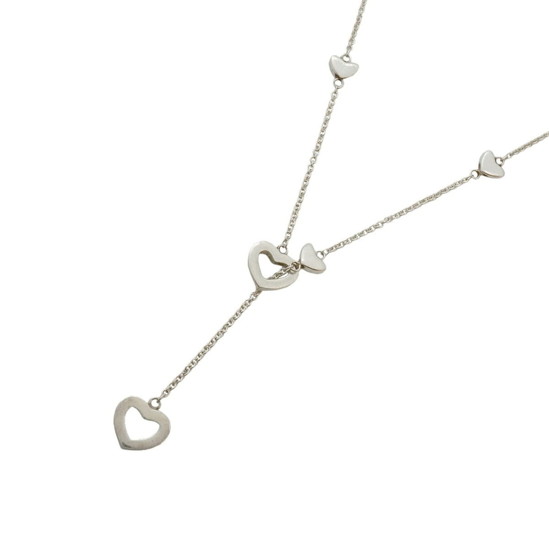 Tiffany & Co. Heart Link Lariat Necklace, Sterling Silver 925, Women's: --- Catalog ---Category: SizeNeck Circumference: 48.5 cm / 19.09''Category: DesignGender: WomenMaterial: Silver 925Necklace Type: NecklaceCategory: GeneralBrand: Tiffany--- Item List ---Section: Condi