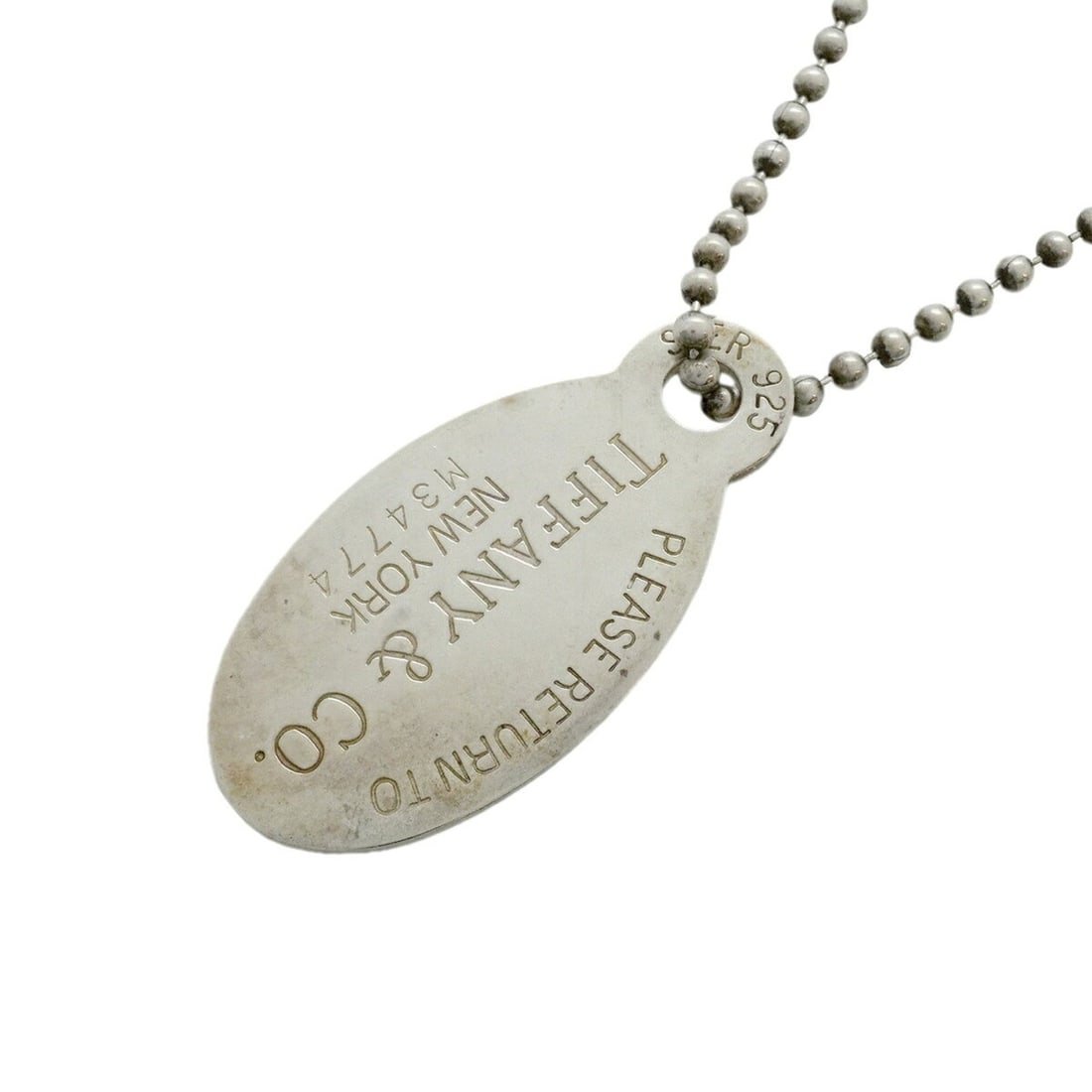 Tiffany & Co. Return to Oval Ball Chain Necklace, Sterling Silver 925, Women's: --- Catalog ---Category: SizePendant Size: 42.9mm x 20.9mm / 1.68'' x 0.82''Neck Circumference: 86 cm / 33.85''Category: DesignGender: WomenMaterial: Silver 925Necklace Type: NecklaceCategory: General