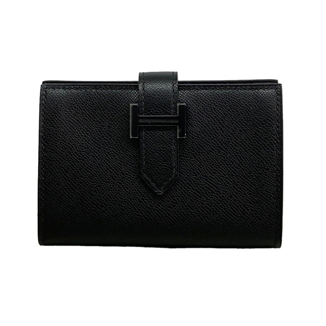 Hermes Bearn Mini Monochrome Card Case, Veau Madame Leather, So Black, K Stamp, Men's/Women's, (1 of 18)