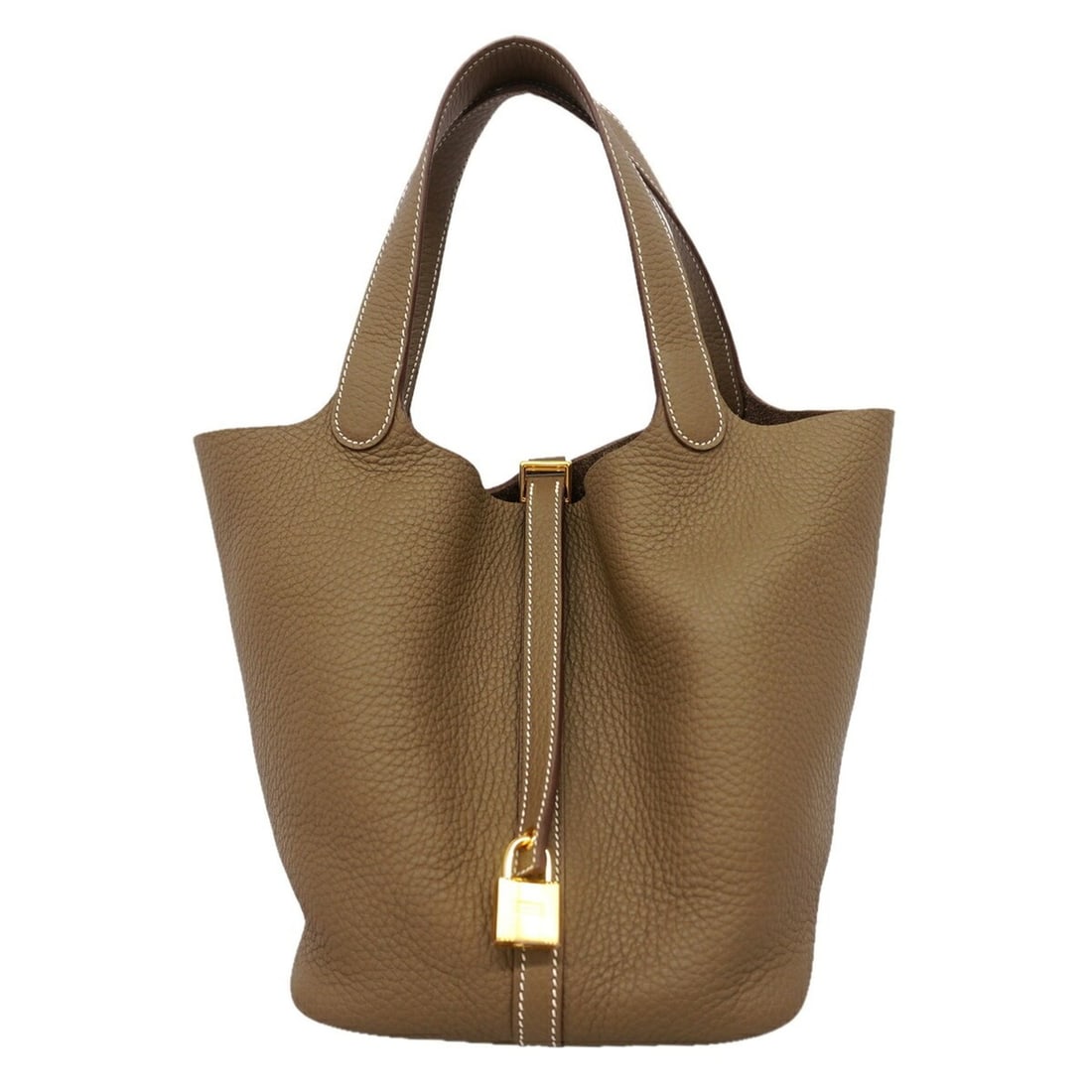 Hermes Picotin Lock MM handbag, Taurillon Clemence leather, Etoupe, W stamp, women's, OP023704: --- Catalog ---Category: SizeSize (HxWxD): 23cm x 18.5cm x 22cm / 9.05'' x 7.28'' x 8.66''Category: DesignType: HandbagColor: Etoupe grayGender: WomenMaterial: Taurillon clemence leather Hardware Colo