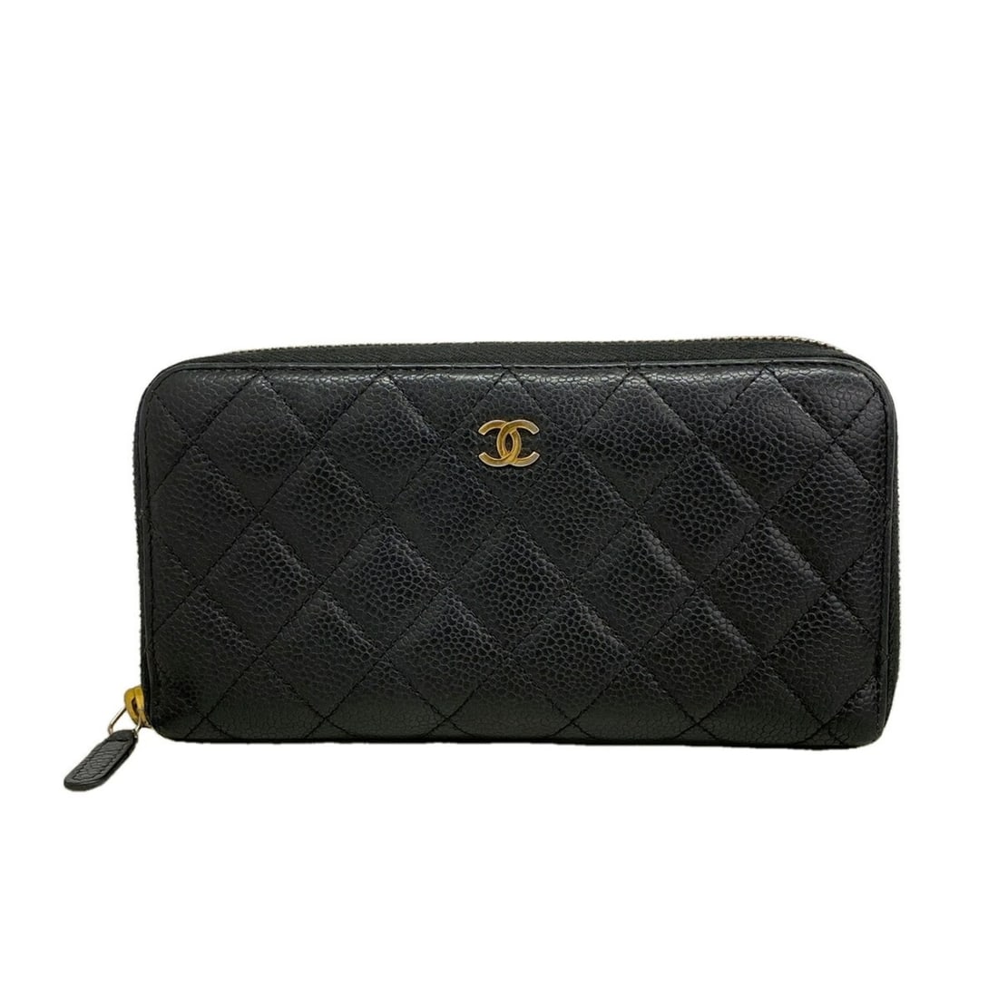 Chanel Matelassé Long Wallet, Caviar Leather, Black, Women's OP023521 (1 of 9)