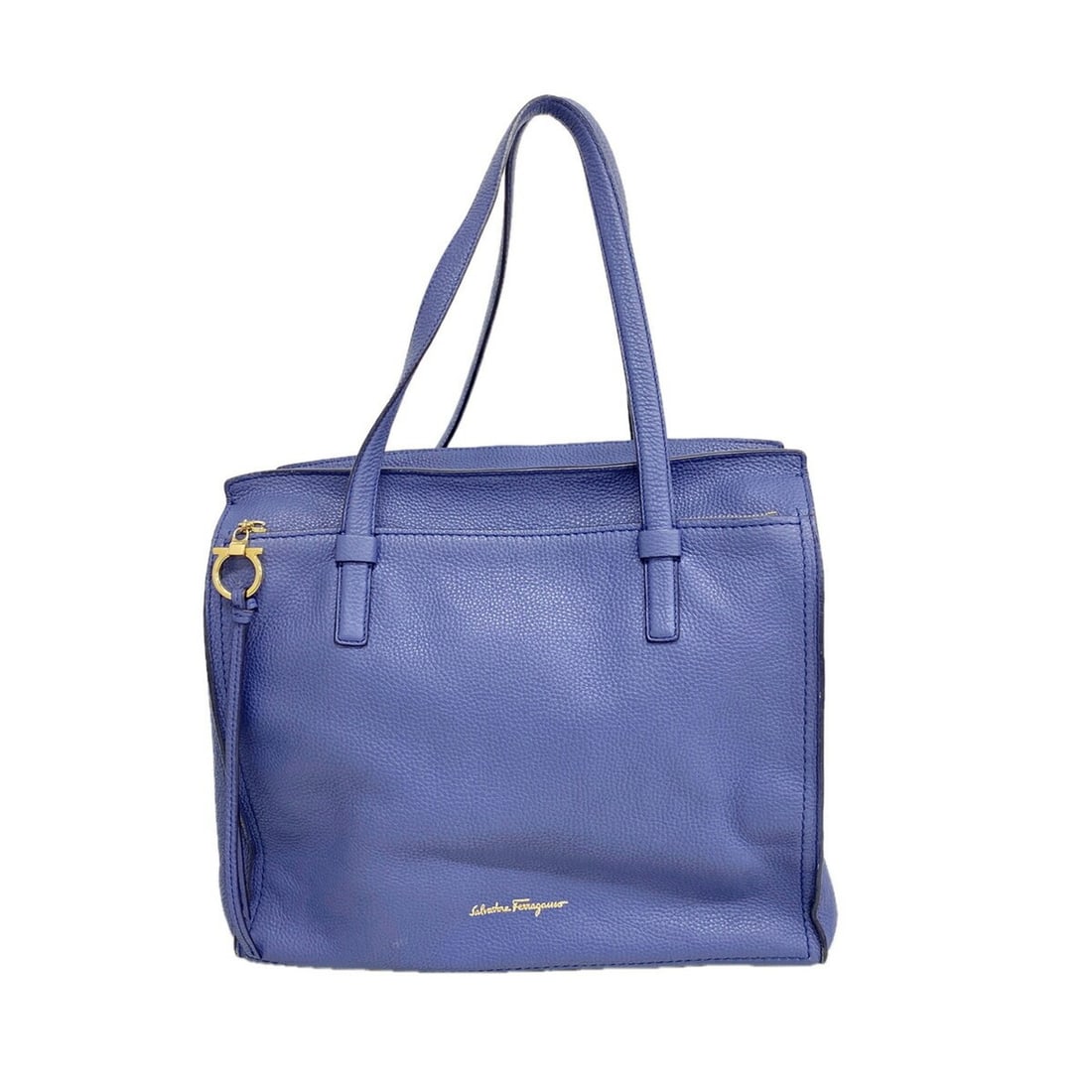 Salvatore Ferragamo Gancini Leather Tote Bag, Blue, Women's OP023070: --- Catalog ---Category: SizeSize (HxWxD): 31cm x 34cm x 14cm / 12.2'' x 13.38'' x 5.51''Category: DesignType: Tote bagColor: BlueGender: WomenMaterial: Leather Hardware Color: GoldCategory: GeneralBr