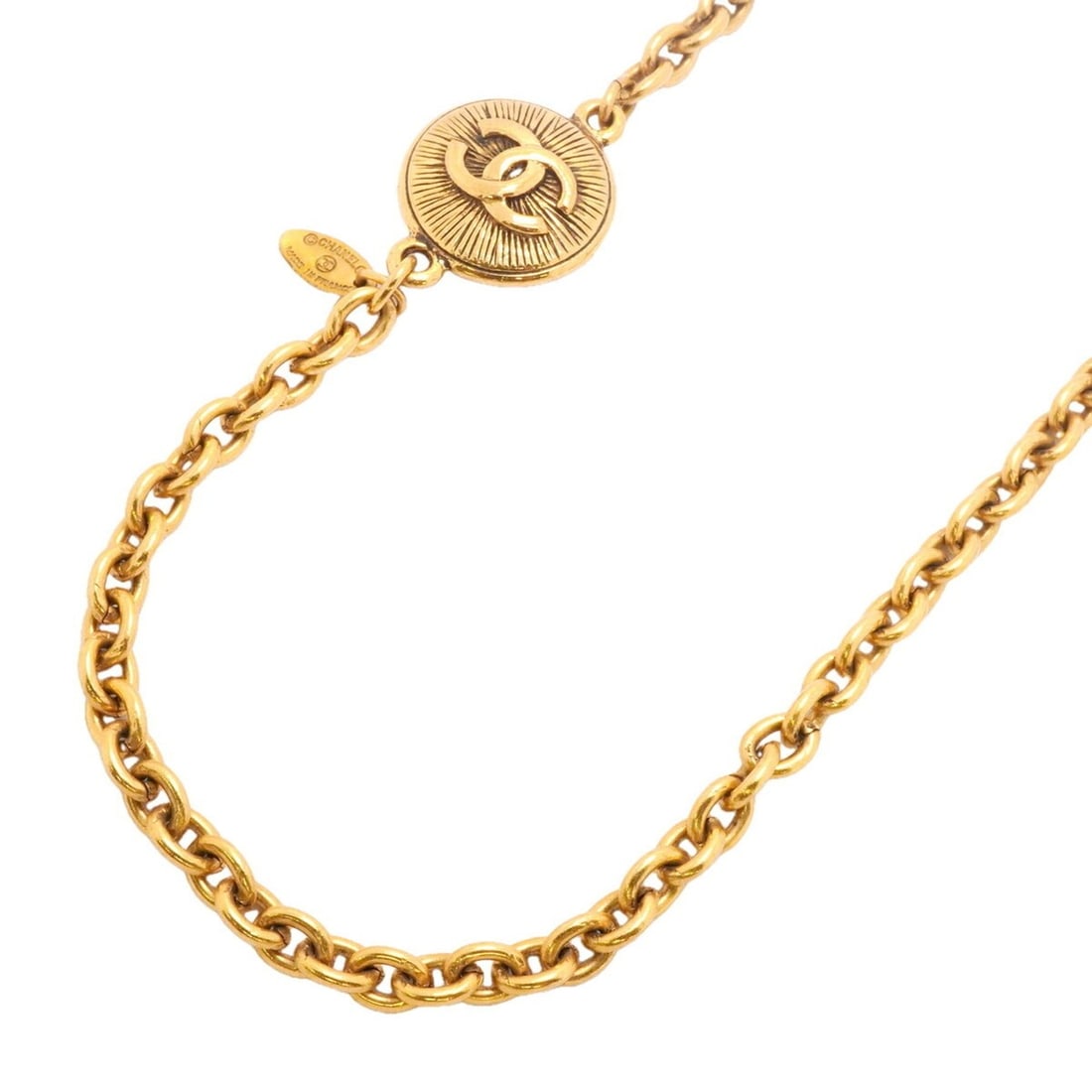 Chanel Necklace, Coco Mark Circle, GP Plated Gold, Women's P3563269: --- Catalog ---Category: SizePendant Size: 31.3mm x 22.7mm / 1.23'' x 0.89''Neck Circumference: 87 cm / 34.25''Category: DesignColor: GoldGender: WomenMaterial: Gold platingNecklace Type: NecklaceCate
