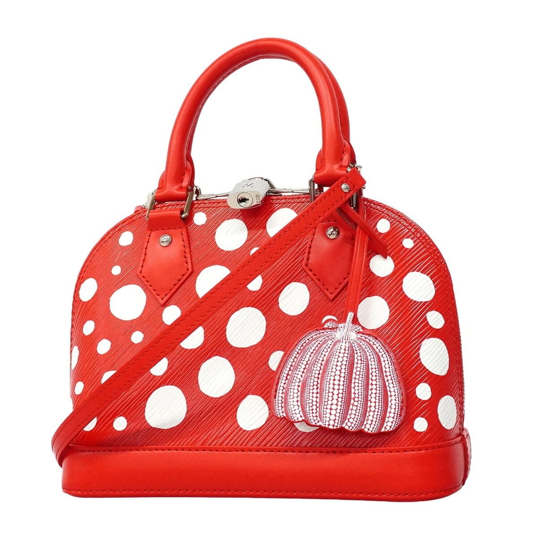 Louis Vuitton Alma BB handbag, featuring Yayoi Kusama's Infinity Dot design, M21698 Rouge Blanc,: --- Catalog ---Category: SizeSize (HxWxD): 18.5cm x 23.5cm x 11.5cm / 7.28'' x 9.25'' x 4.52''Category: DesignType: HandbagColor: Blanc, RougeGender: WomenCategory: GeneralMPN: M21698Brand: Louis Vuit