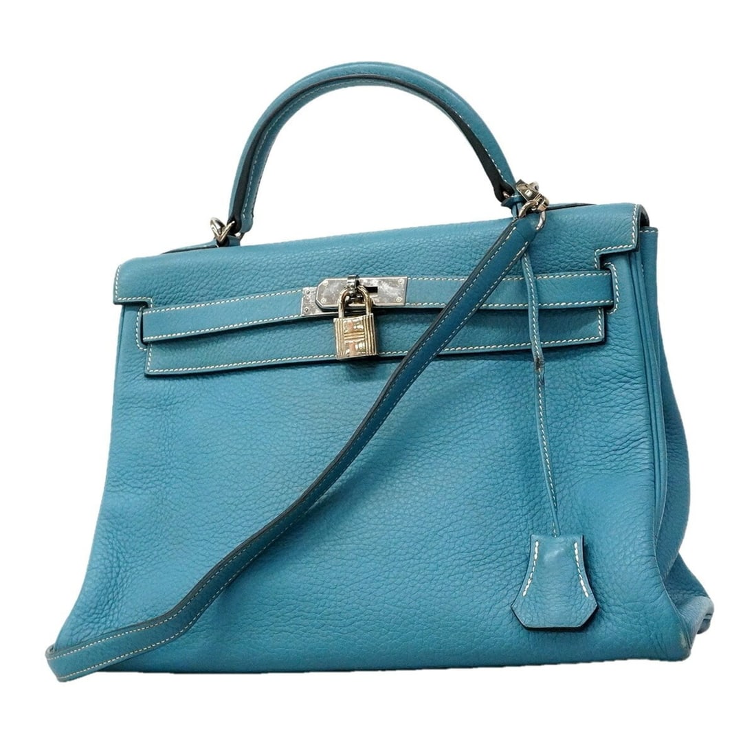 Hermes Kelly 32 Handbag, Taurillon Clemence Leather, Blue Jean, ?N Stamp, 2-way Bag, Women's,: --- Catalog ---Category: SizeSize (HxWxD): 23.5cm x 32cm x 12cm / 9.25'' x 12.59'' x 4.72''Category: DesignType: HandbagColor: Blue jeanGender: WomenMaterial: Taurillon clemence leather Hardware Color