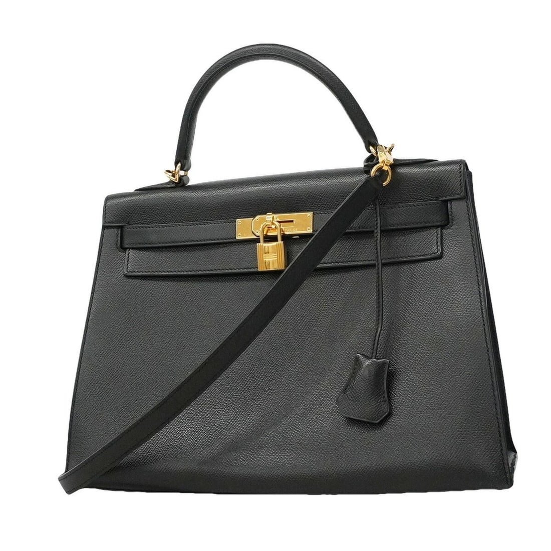 Hermes Kelly 32 Handbag, Veau Epsom Leather, Black, ?O Stamp, 2-way Bag, Women's, OP024290 (1 of 15)