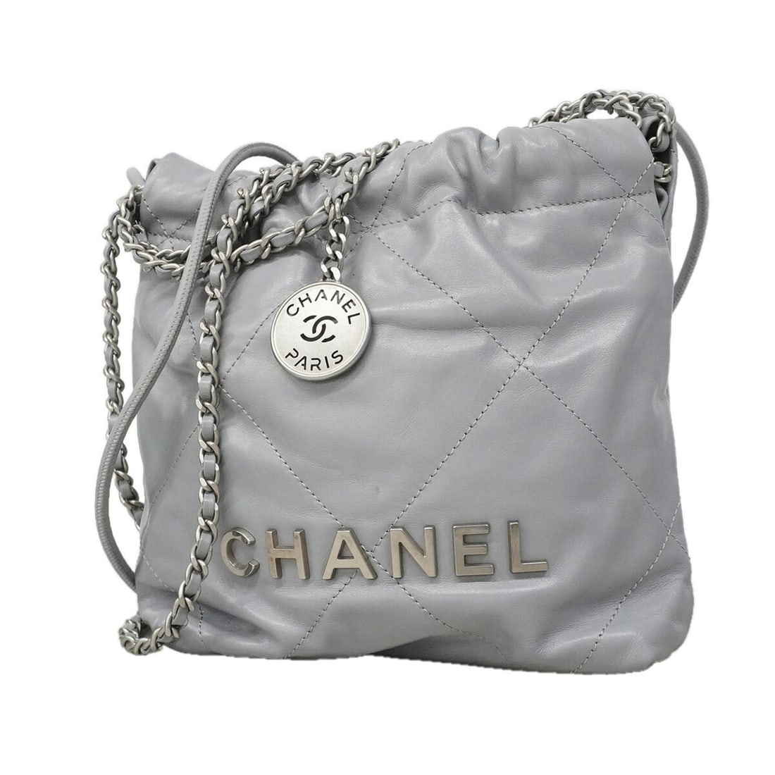 Chanel Shoulder Bag, Chain 22 Mini, Gray, Women's, OP021960: --- Catalog ---Category: SizeSize (HxWxD): 19.5cm x 17.5cm x 6cm / 7.67'' x 6.88'' x 2.36''Category: DesignType: Shoulder bagColor: GrayGender: WomenHardware Color: SilverCategory: GeneralBrand: Chane