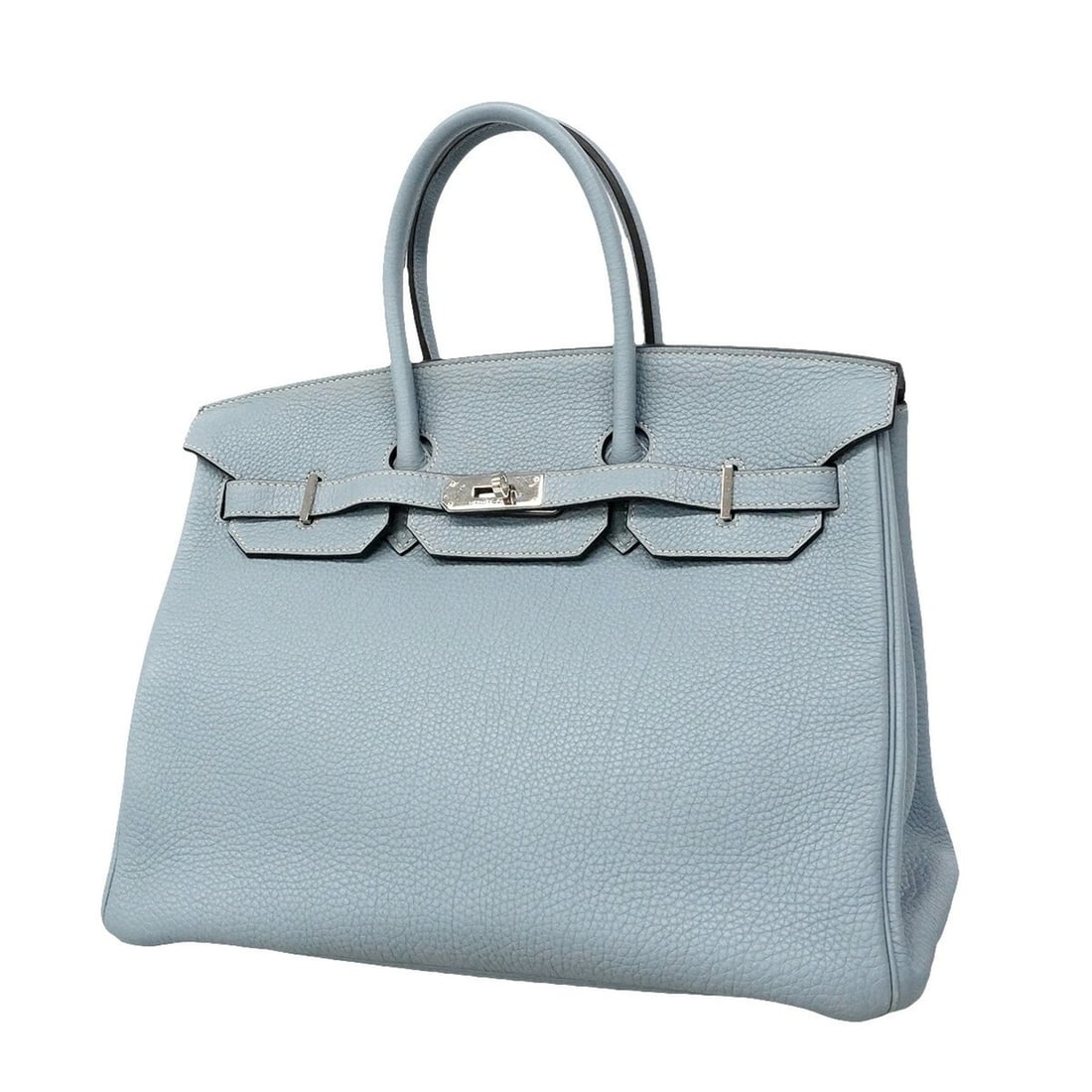 Hermes Birkin 35 Togo Leather Handbag, Blue Lin, ?P Stamp, Ladies' OP021610: --- Catalog ---Category: SizeSize (HxWxD): 29.5cm x 34.5cm x 18cm / 11.61'' x 13.58'' x 7.08''Category: DesignType: HandbagColor: Blue linGender: WomenMaterial: Togo leather Hardware Color: SilverCate