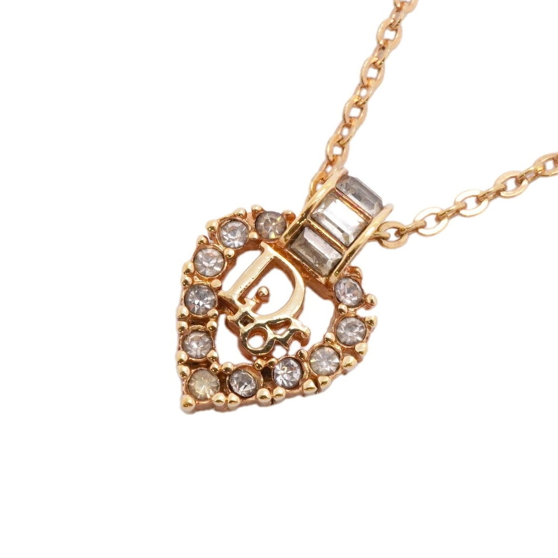 Christian Dior Necklace, GP Plated, Rhinestone, Gold, Women's: --- Catalog ---Category: SizePendant Size: 18.6mm x 13mm / 0.73'' x 0.51''Neck Circumference: 39.5 cm - 44.5 cm / 15.55'' - 17.51''Category: DesignColor: GoldGender: WomenMaterial: Gold plating, Rhine