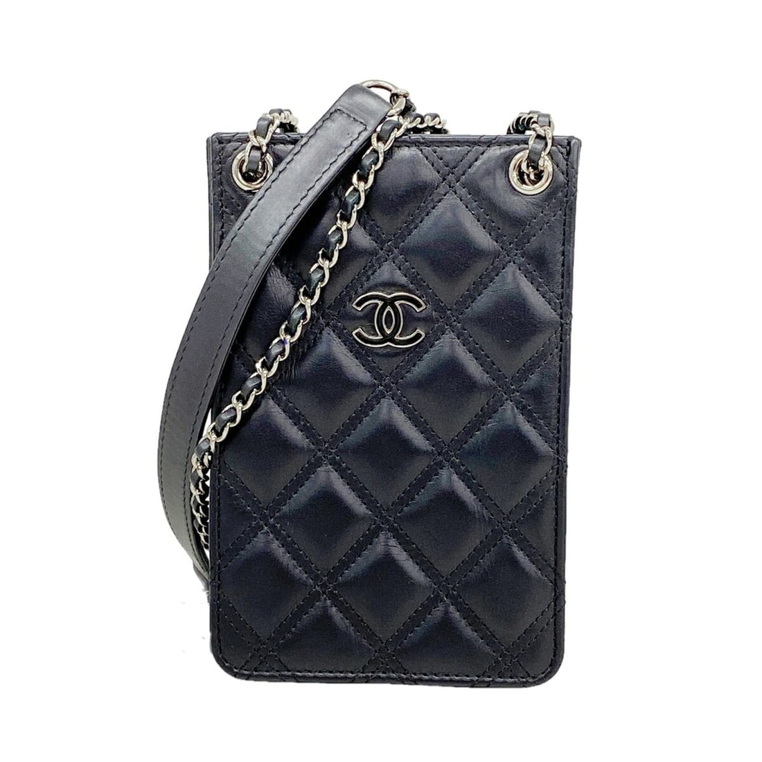 Chanel Matelassé Chain Shoulder Bag, Lambskin, Black, Women's (1 of 10)