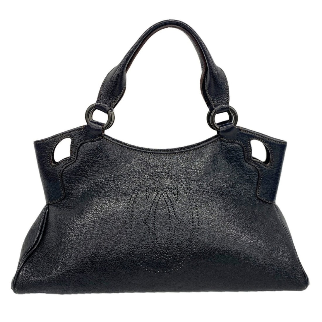 Cartier Marcello Leather Handbag, Black, for Women: --- Catalog ---Category: SizeSize (HxWxD): 18cm x 36cm x 12cm / 7.08'' x 14.17'' x 4.72''Category: DesignType: HandbagColor: BlackGender: WomenMaterial: Leather Hardware Color: SilverCategory: General