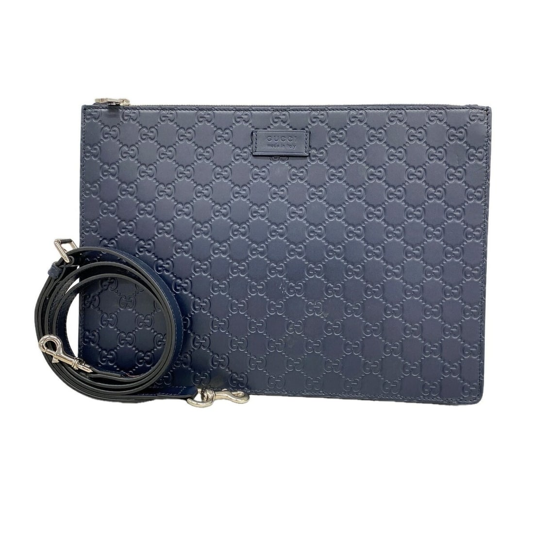 Gucci Shoulder Bag, Guccissima 429004, Leather, Navy, Men's: --- Catalog ---Category: SizeSize (HxWxD): 25cm x 35cm x 4.5cm / 9.84'' x 13.77'' x 1.77''Category: DesignType: Shoulder bagColor: NavyGender: MenMaterial: Leather Hardware Color: SilverCategory: Gene