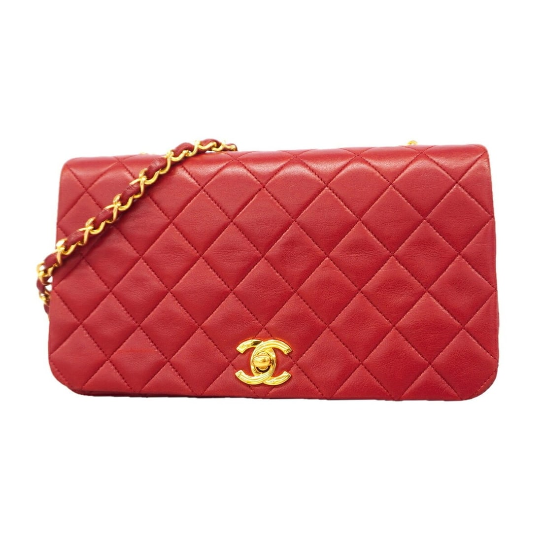 Chanel Matelassé Chain Shoulder Bag, Lambskin, Red, Women's: --- Catalog ---Category: SizeSize (HxWxD): 14cm x 23cm x 7cm / 5.51'' x 9.05'' x 2.75''Category: DesignType: Shoulder bagColor: Red colorGender: WomenMaterial: Leather Hardware Color: GoldLeather/Fur 