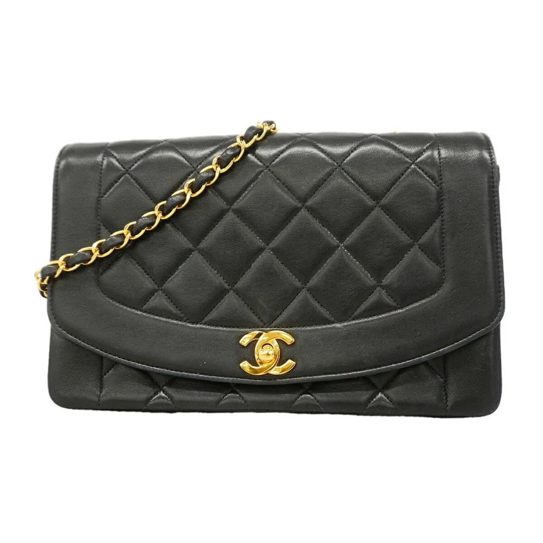 Chanel Diana Chain Shoulder Bag, Lambskin, Black, Women's: --- Catalog ---Category: SizeSize (HxWxD): 16cm x 24.5cm x 7cm / 6.29'' x 9.64'' x 2.75''Category: DesignType: Shoulder bagColor: BlackGender: WomenMaterial: Leather Hardware Color: GoldLeather/Fur Ty