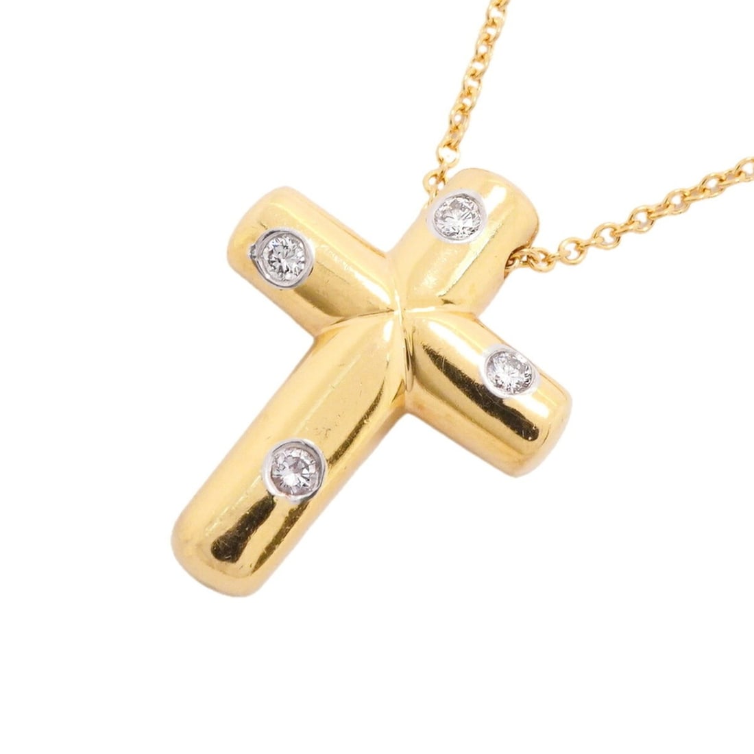 Tiffany & Co. Dots Cross Necklace, 4PD (4 Diamonds), 18K Yellow Gold, Women's, P3584390: --- Catalog ---Category: SizePendant Size: 20.1mm x 15.2mm / 0.79'' x 0.59''Neck Circumference: 42.5 cm / 16.73''Category: DesignStone: DiamondGender: WomenMaterial: Yellow gold (18K)Necklace Type: Ne