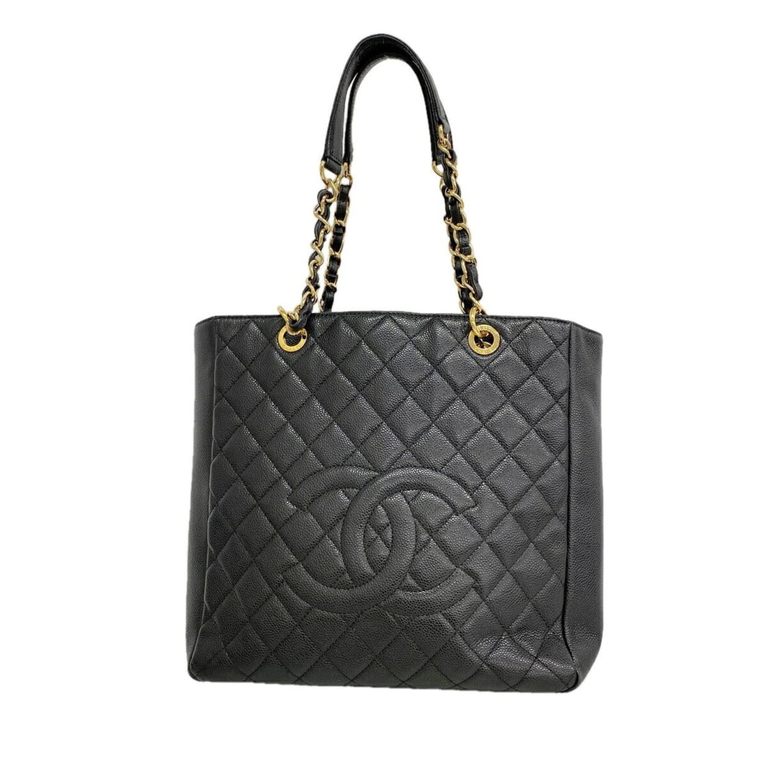 Chanel Tote Bag/Chain Matelassé Caviar Leather Black Women's: --- Catalog ---Category: SizeSize (HxWxD): 30cm x 30cm x 10cm / 11.81'' x 11.81'' x 3.93''Category: DesignType: Tote bagColor: BlackGender: WomenMaterial: Grained Calfskin Hardware Color: GoldCategory