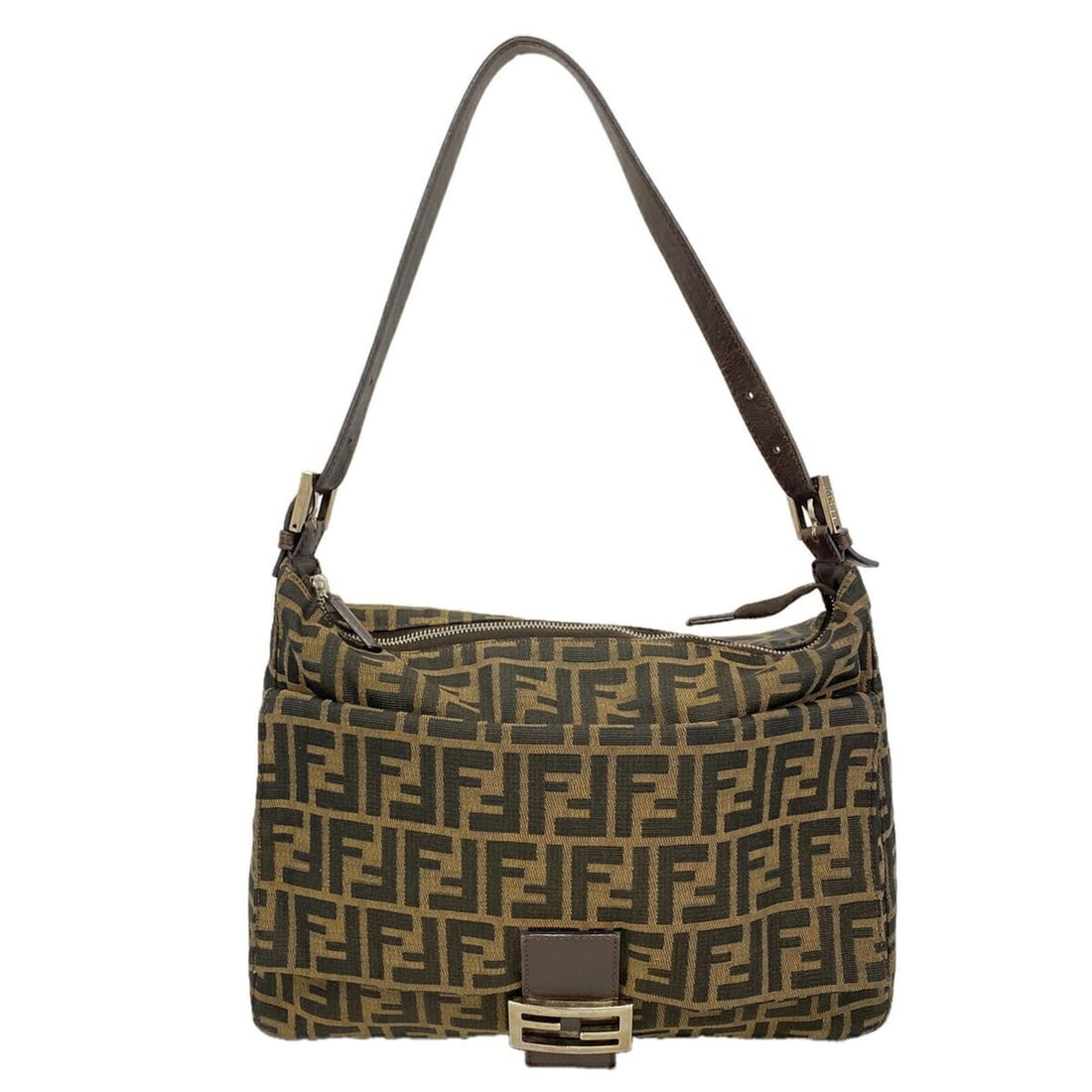 Fendi Zucca Nylon Canvas Shoulder Bag, Brown, Women's: --- Catalog ---Category: SizeSize (HxWxD): 26cm x 34cm x 9.5cm / 10.23'' x 13.38'' x 3.74''Category: DesignType: Shoulder bagColor: BrownGender: WomenMaterial: Nylon canvas Hardware Color: SilverCateg