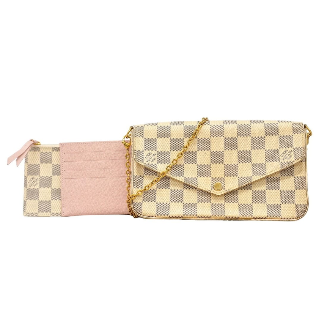 Louis Vuitton Damier Azur Pochette Felicie N63106 White Women's Wallet/Shoulder Wallet: --- Catalog ---Category: SizeSize (HxWxD): 12.5cm x 21cm x 3cm / 4.92'' x 8.26'' x 1.18''Category: DesignType: Chain/Shoulder walletColor: WhiteGender: WomenCategory: GeneralMPN: N63106Brand: Louis Vu