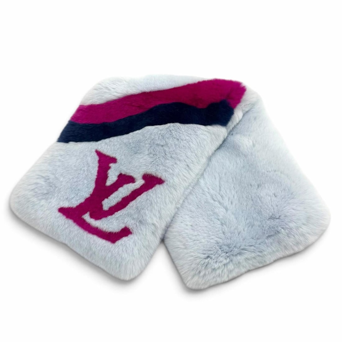 LOUIS VUITTON M70271 Echarpe Rainbow Stripes Rex Rabbit Fur Stole/Scarf, 100% Silk Lining, LV Logo,: --- Catalog ---Category: SizeSize (LxW): 1.02m x 19.5cm / 40.35'' x 7.67''Category: DesignType: StoleColor: BlueGender: WomenMaterial: Silk Category: GeneralMPN: M70271Brand: Louis VuittonCountry of O