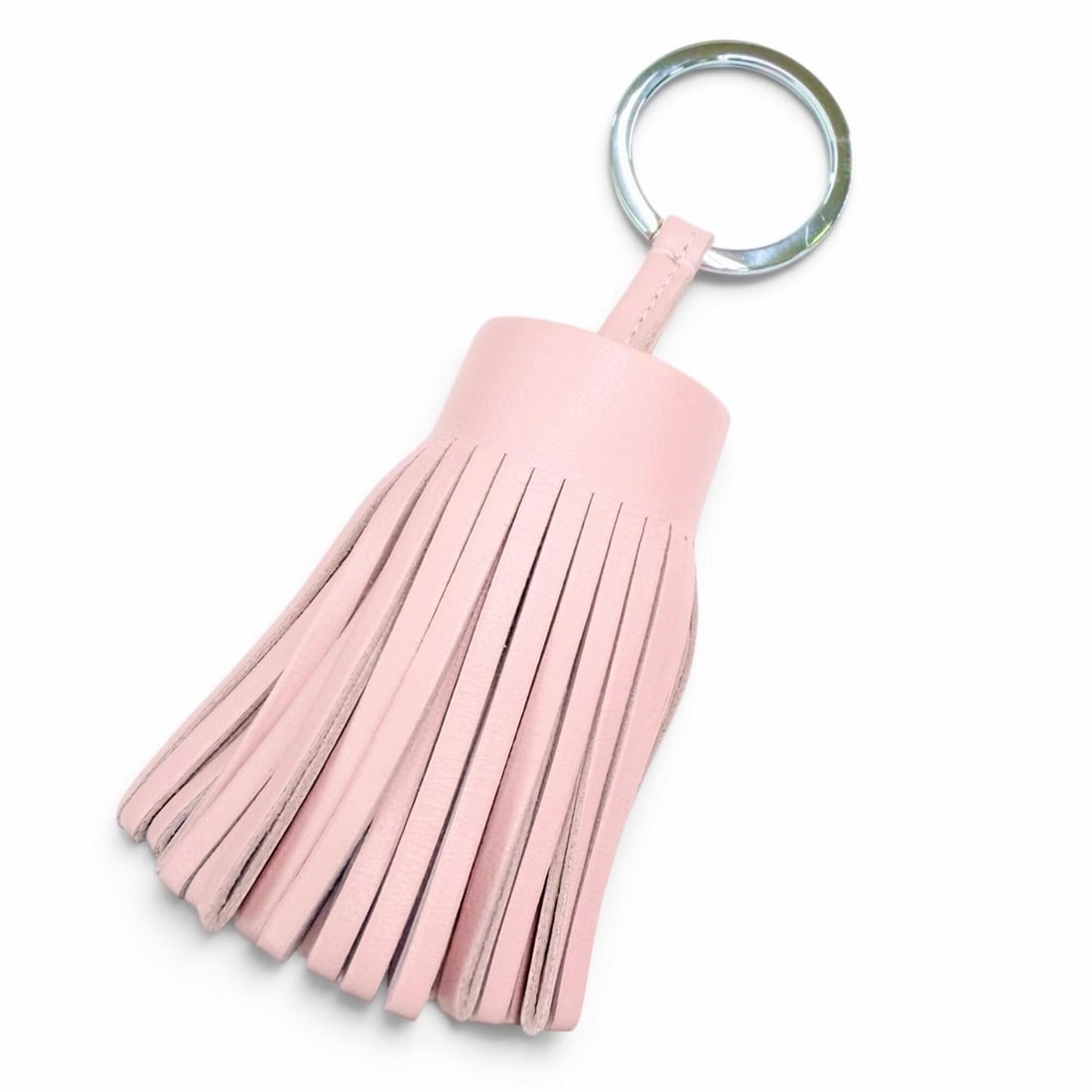 HERMES Carmen Agneau Milo Rose Sakura Bag Charm Keychain, W Stamp, Made in France, Authentic, (1 of 14)