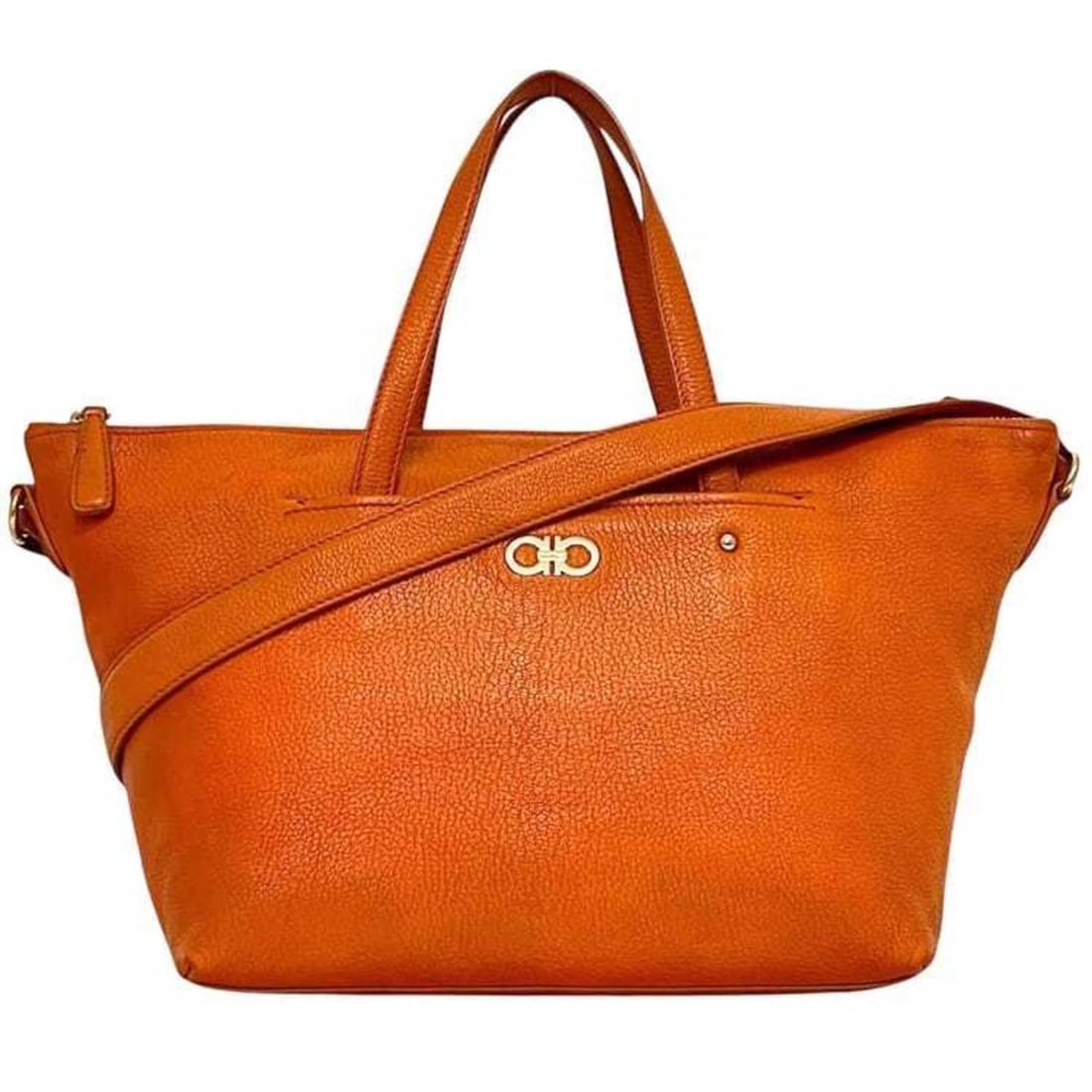 Salvatore Ferragamo Shoulder Bag 2-way Tote Gancini GU-21F 644 Leather Orange Women's: --- Catalog ---Category: SizeSize (HxWxD): 22cm x 39cm x 15cm / 8.66'' x 15.35'' x 5.9''Category: DesignType: Shoulder bag, Tote bagColor: OrangeGender: WomenMaterial: Leather Category: GeneralMPN: GU