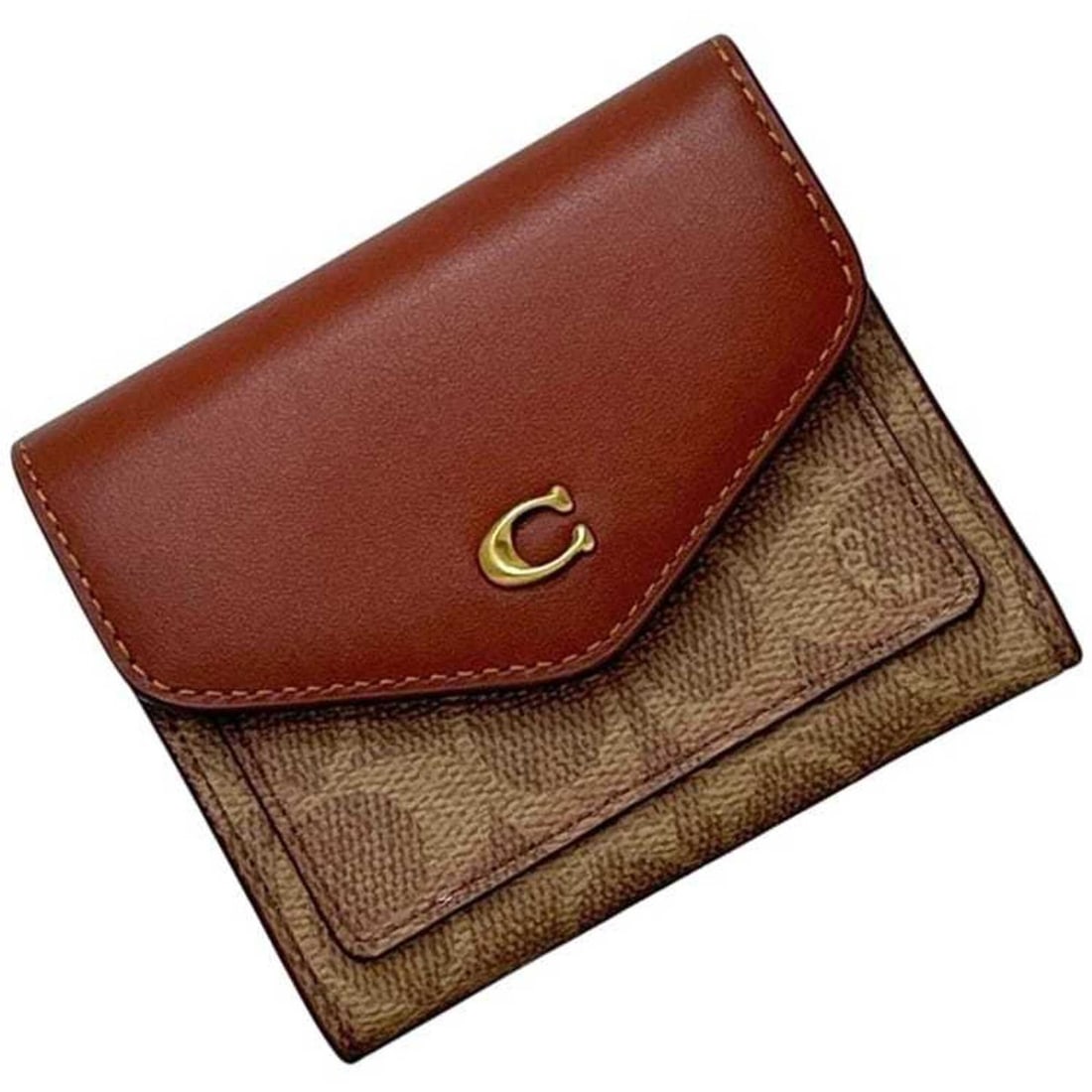 Coach Tri-fold Wallet, Unused, Compact, Winn Signature C2329, COACH Leather & PVC, Tan Beige Brown,: --- Catalog ---Category: SizeSize (HxWxD): 9.5cm x 11cm x 3cm / 3.74'' x 4.33'' x 1.18''Category: DesignType: Wallet (tri-fold)Color: Beige, BrownGender: WomenMaterial: Leather , PVC Category: General