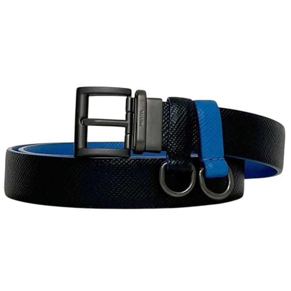 Prada Reversible Belt, Waist 88cm, 2CC317, PRADA Leather, Black/Blue, Men's (1 of 12)