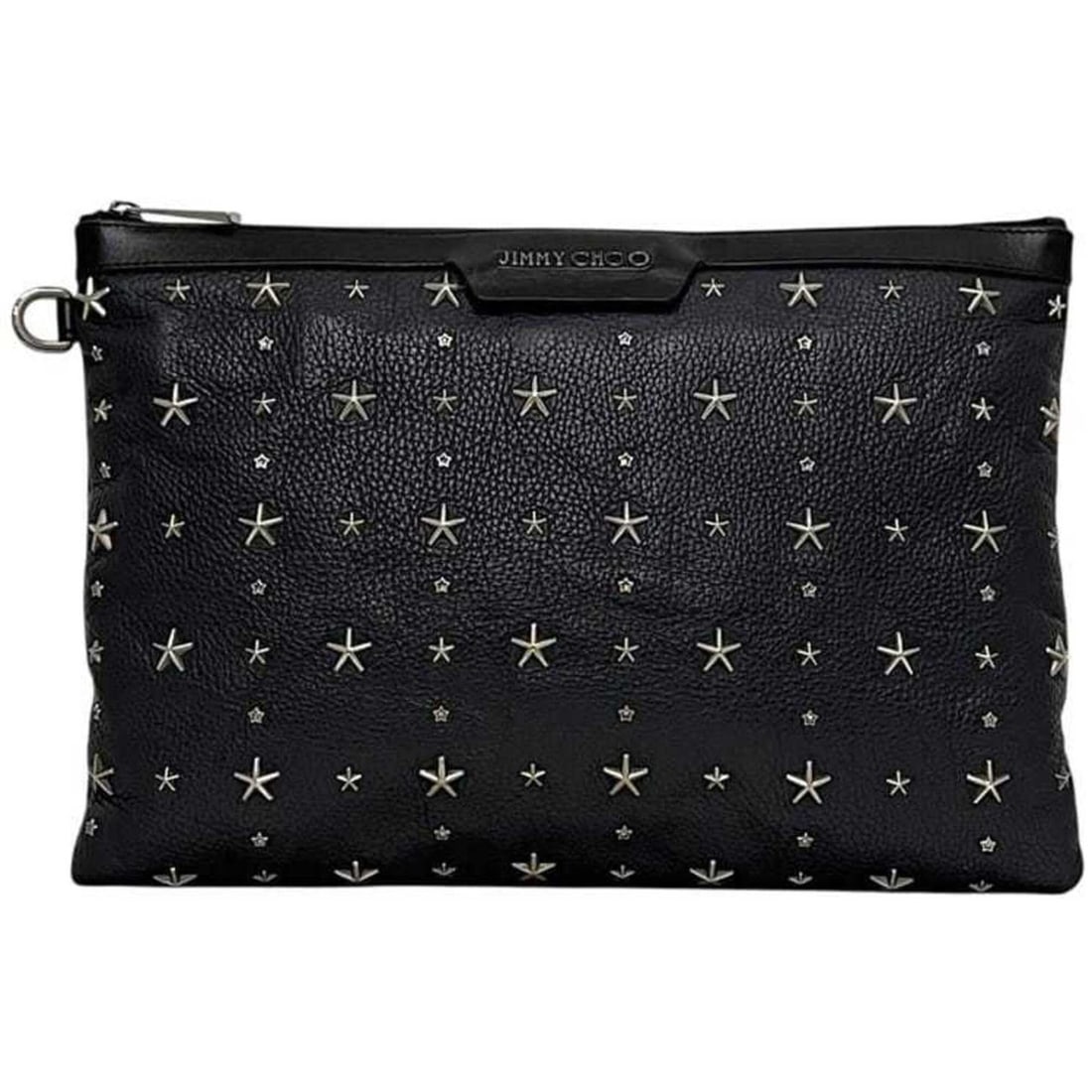 Jimmy Choo clutch bag, leather, star studs, black, men's.: --- Catalog ---Category: SizeSize (HxWxD): 25cm x 36cm x 5cm / 9.84'' x 14.17'' x 1.96''Category: DesignType: Clutch bagColor: BlackGender: MenMaterial: Leather Category: GeneralBrand: Jimmy ChooCount