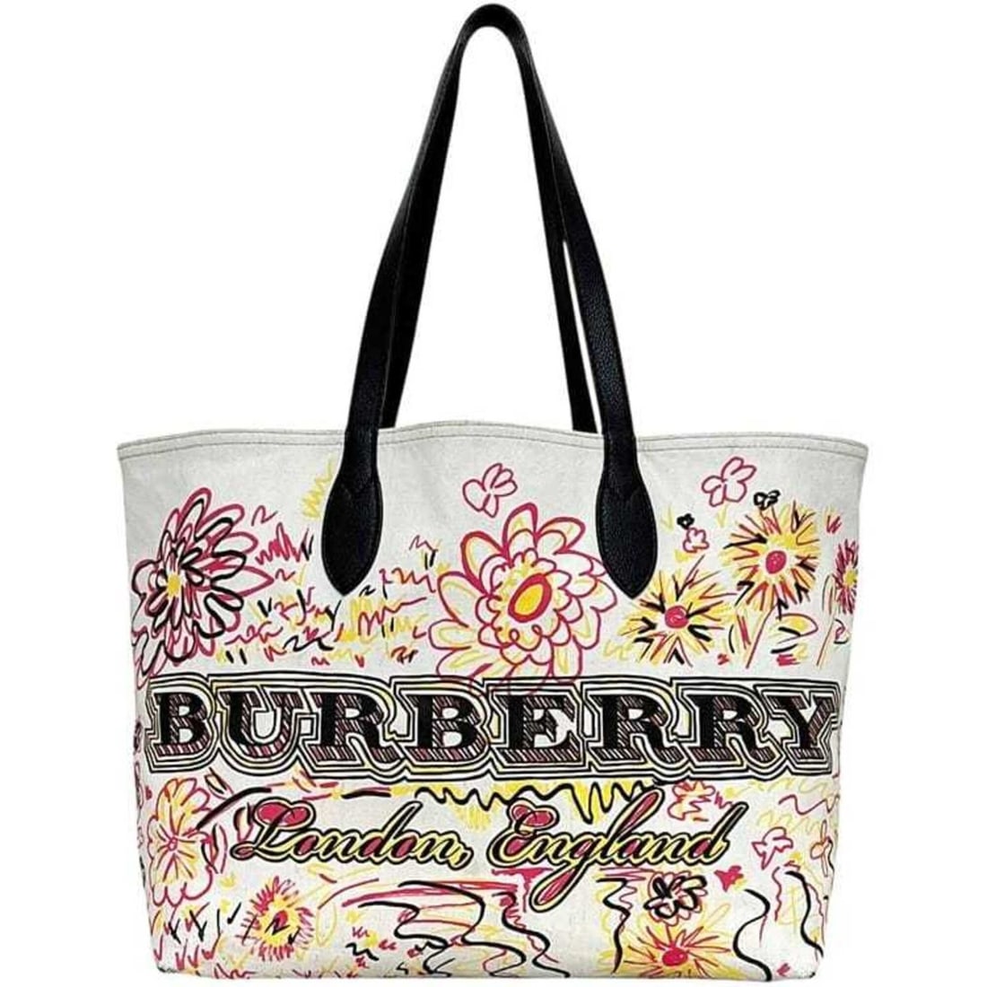 Burberry Reversible Tote Bag, Doodle Design, BURBERRY PVC Leather, White, Women's, Printed: --- Catalog ---Category: SizeSize (HxWxD): 31cm x 47cm x 15cm / 12.2'' x 18.5'' x 5.9''Category: DesignType: Tote bagColor: Beige, WhiteGender: WomenMaterial: PVC , Leather Category: GeneralBrand: Bur
