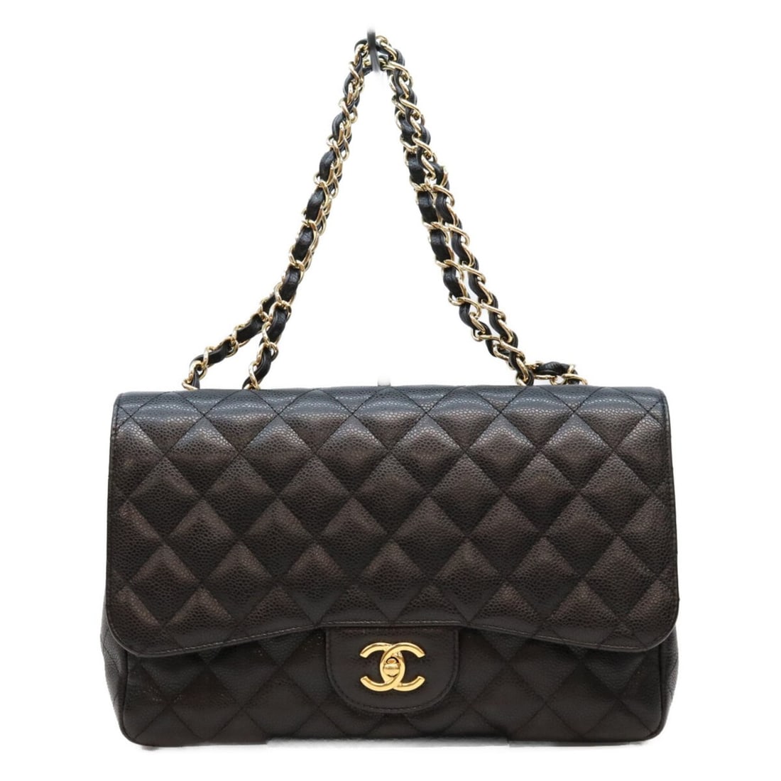 CHANEL A28600 Black Caviar Leather Single Large Matelassé 30 Shoulder Bag with Gold Hardware - (1 of 15)