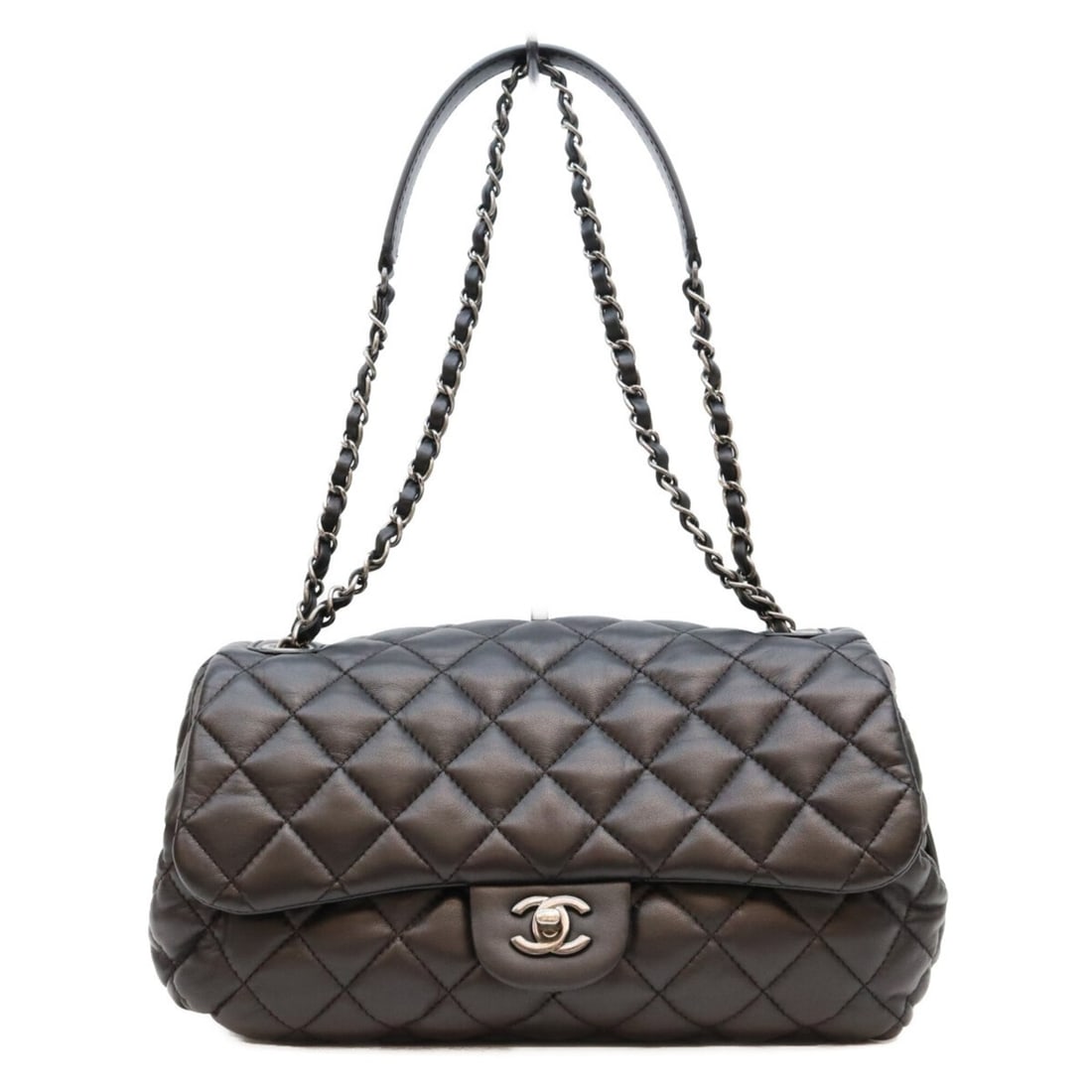 CHANEL Matelassé S-flap Shoulder Bag, Black Lambskin Leather, Silver Hardware, Women's.: --- Catalog ---Category: SizeSize (HxWxD): 16cm x 29cm x 13cm / 6.29'' x 11.41'' x 5.11''Category: DesignType: Shoulder bagColor: BlackGender: WomenMaterial: Leather Hardware Color: SilverLeather/Fur 