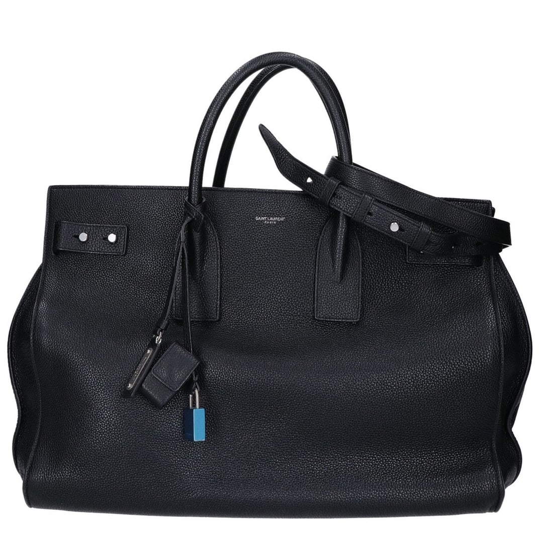 Yves Saint Laurent SAINT LAURENT PARIS 478167 Grain Leather Sac De Jour Souple Large 2-Way Tote: --- Catalog ---Category: SizeSize (HxWxD): 30cm x 40cm x 22.5cm / 11.81'' x 15.74'' x 8.85''Category: DesignType: Handbag, Tote bagColor: BlackGender: MenMaterial: Leather Hardware Color: SilverLeathe