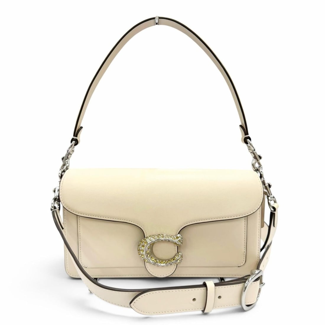COACH CY940 Tabby 26 Crystal Embellished Leather 2-Way Handbag/Shoulder Bag, Ivory, Women's: --- Catalog ---Category: SizeSize (HxWxD): 14.5cm x 26cm x 5.5cm / 5.7'' x 10.23'' x 2.16''Category: DesignType: Handbag, Shoulder bagColor: IvoryGender: WomenMaterial: Leather Category: GeneralMPN: C
